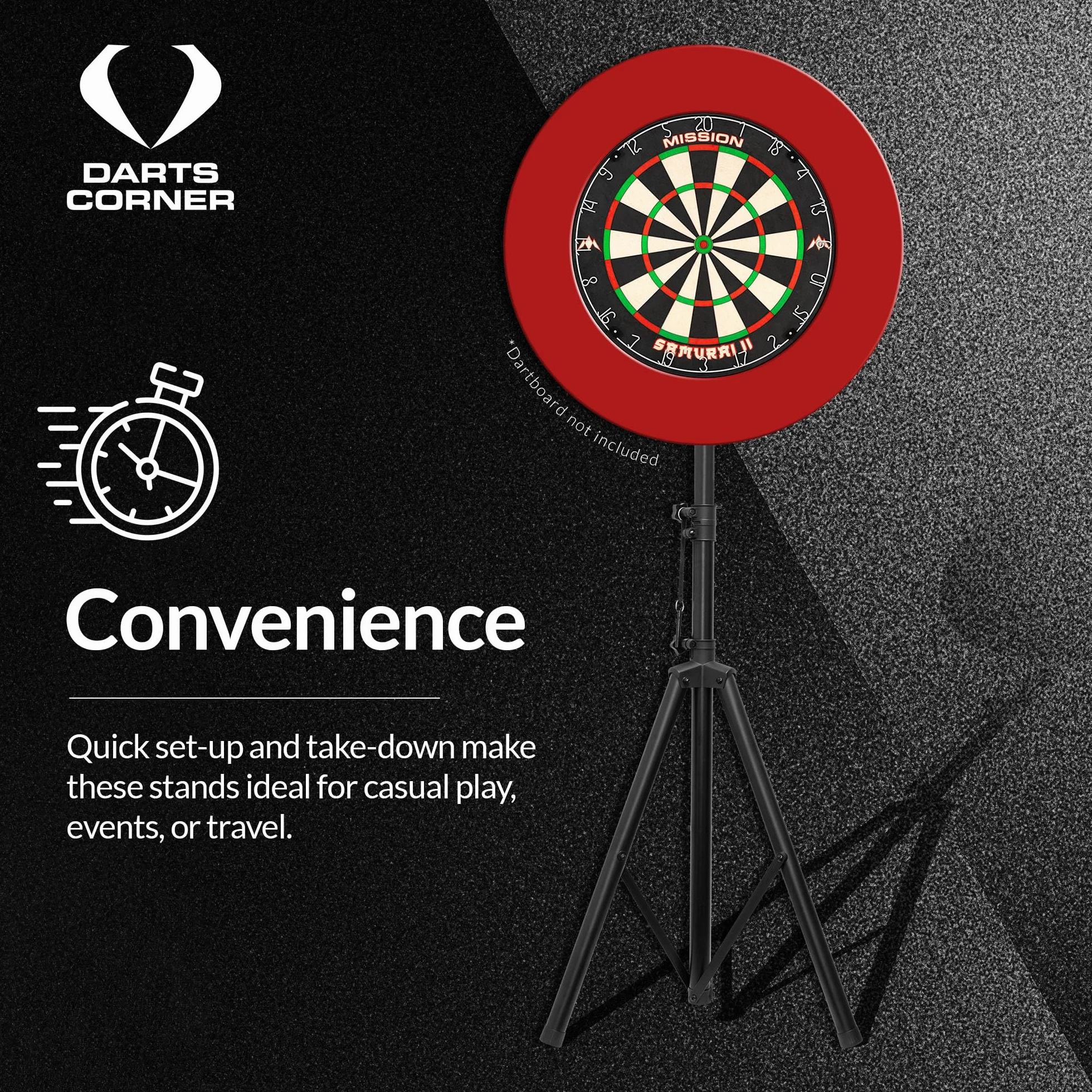 Darts Corner DM01 | Profesjonalny przenośny statyw do rzutek, stojak podróżny do mobilnej gry w rzutki, czarny