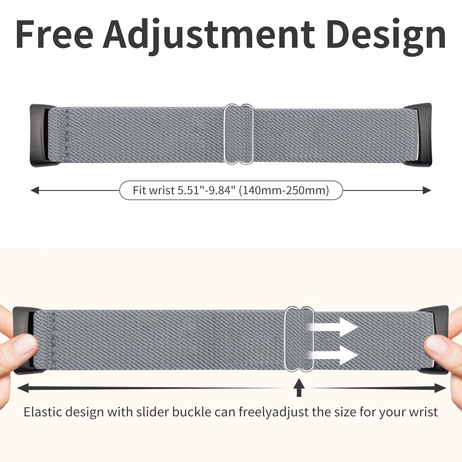 chinbersky Elastyczna bransoletka kompatybilna z Fitbit Charge 6 / Fitbit Charge 5, regulowana tkanina nylonowa, rozciągliwa, oddychająca, sportowa bransoletka do Fitbit Charge 6/Charge 5, dla kobiet