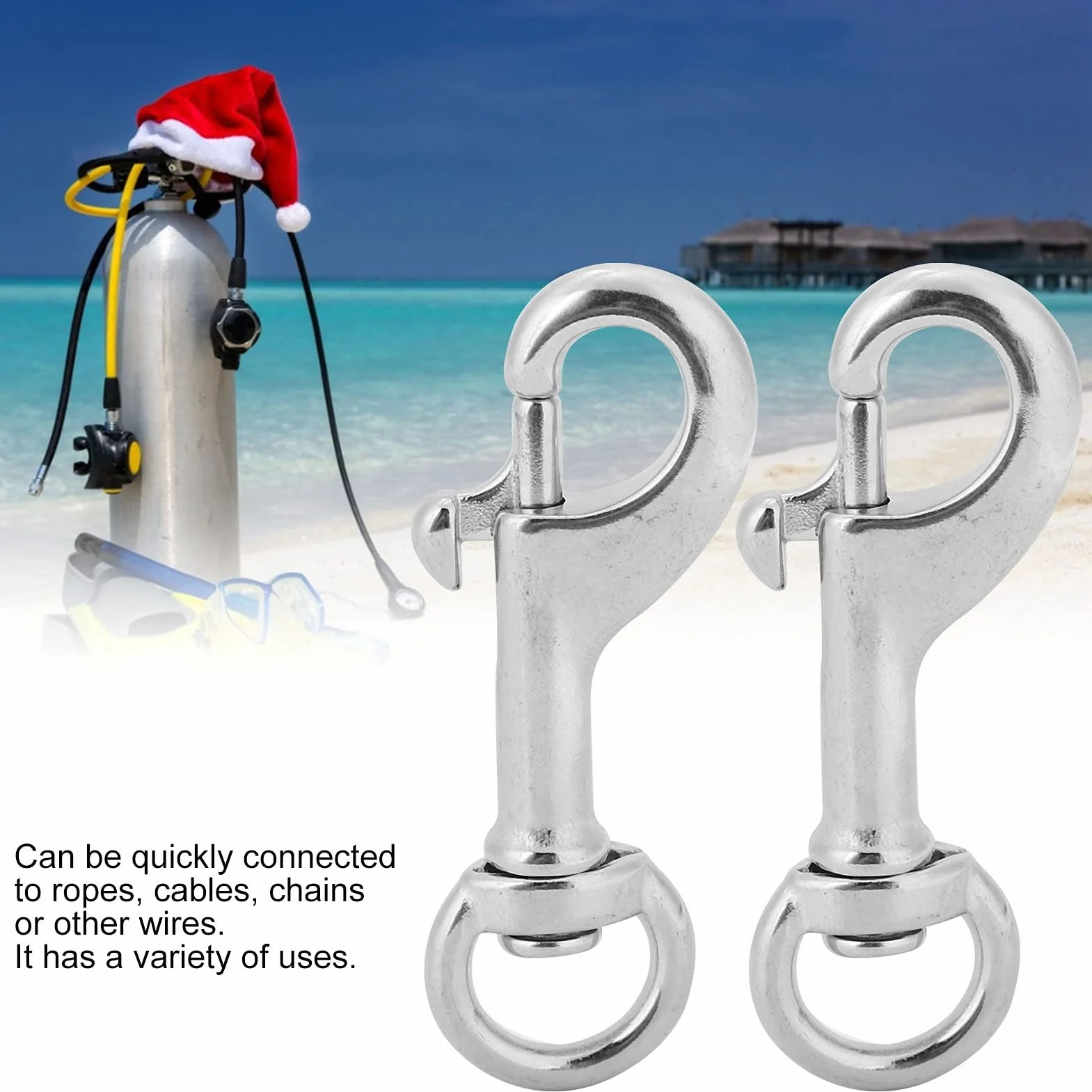 2 Szt.Haczyki do Nurkowania Karabińczyk Wspinaczkowy 316 ze Stali Nierdzewnej Heavy Duty Link Hook Brelok