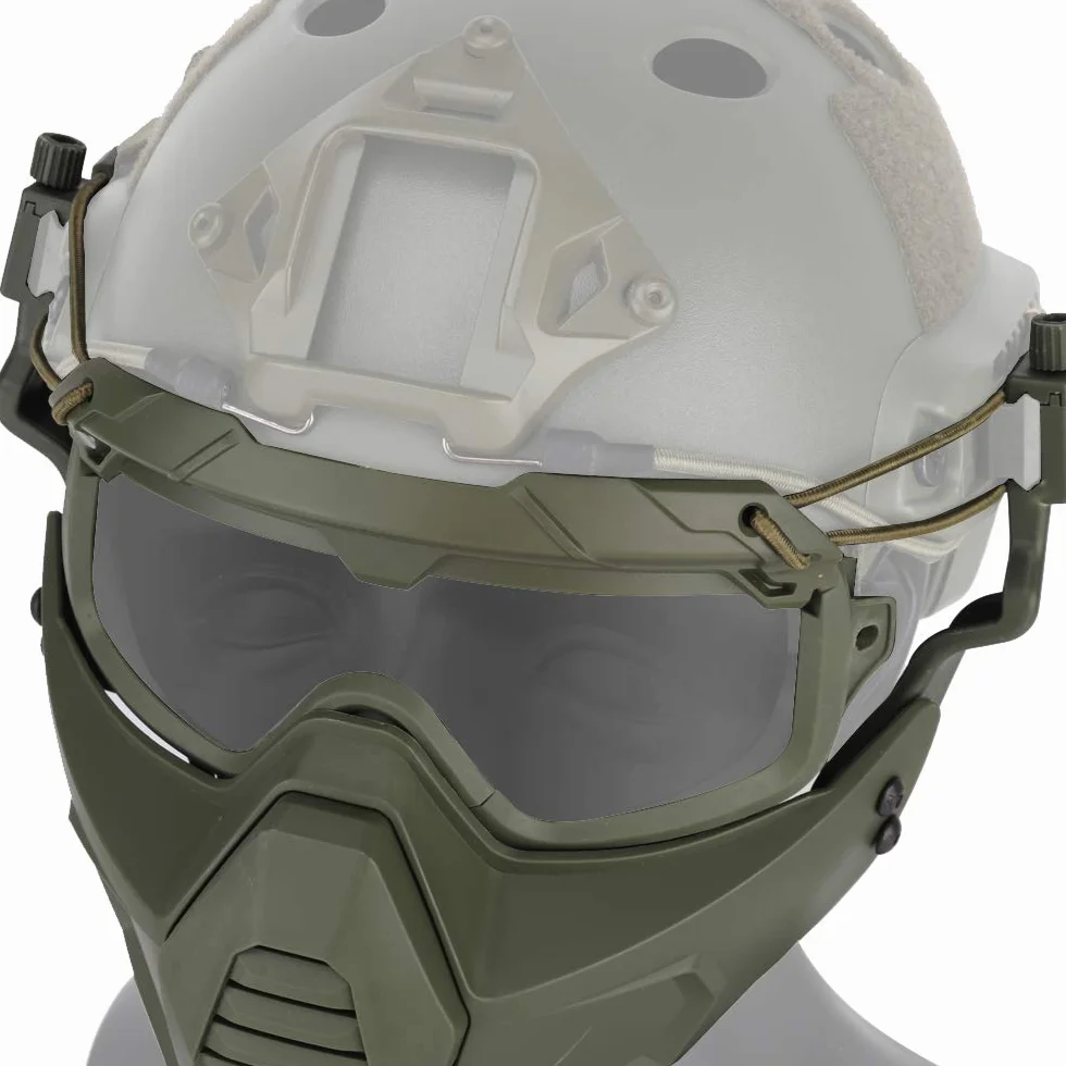 Kask FAST z ochronnymi okularami do jazdy z odpinaną maską na twarz, pasuje do Airsoft, paintballu, imprezy na Halloween