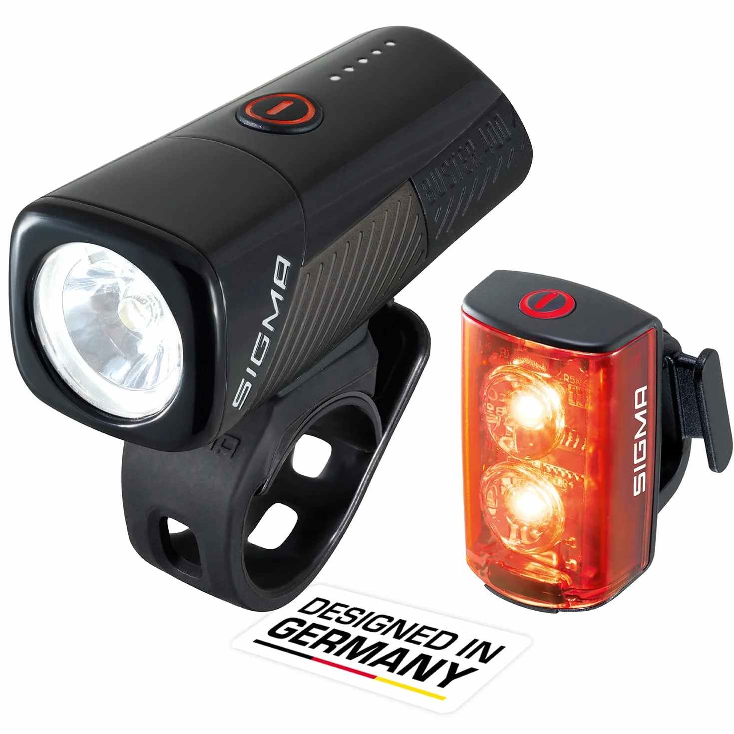 SIGMA Buster 400 RL 80 Set Przednie i tylne światło LED 400 lumenów 80 lumenów Zestaw oświetlenia rowerowego