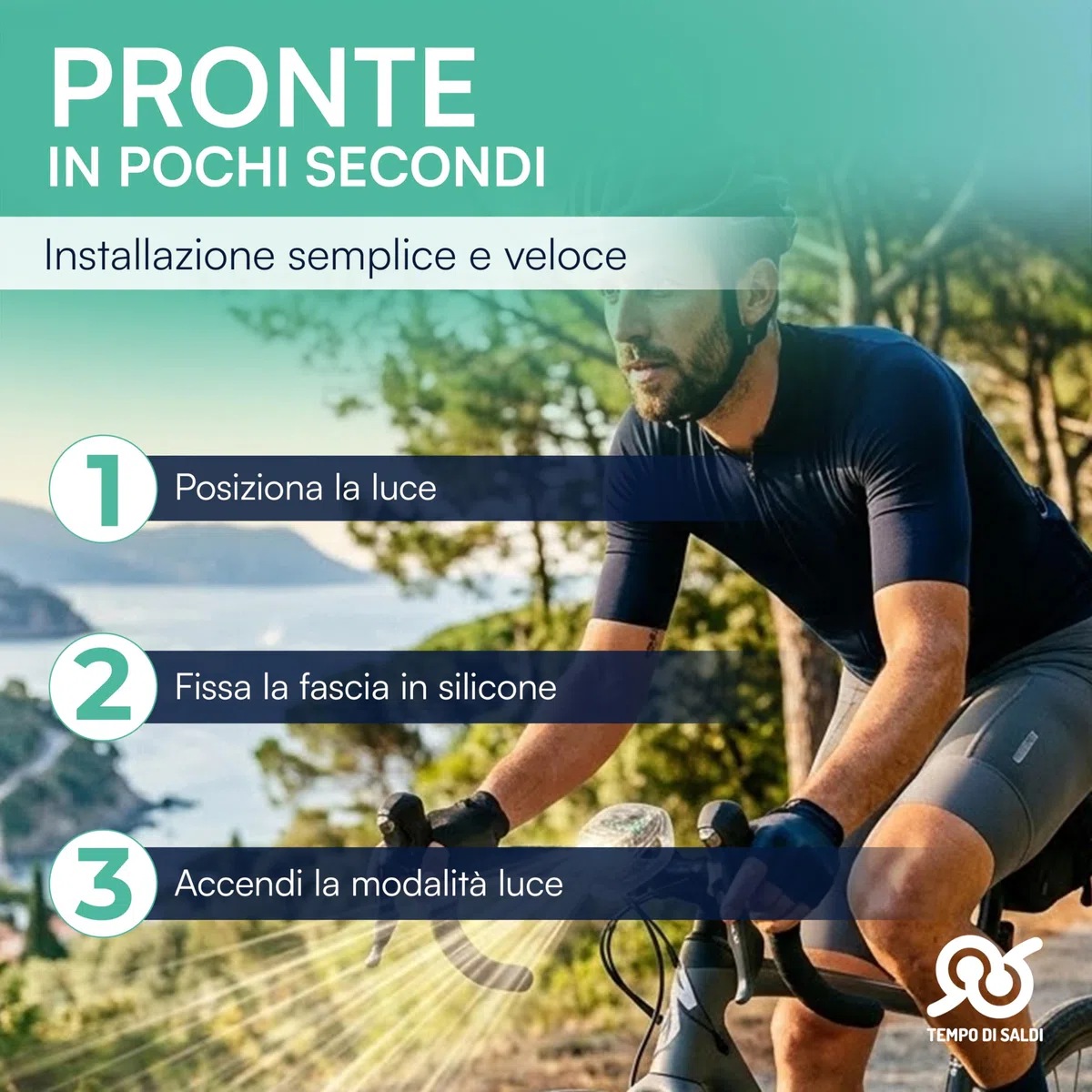 TEMPO DI SALDI Zestaw 2 świateł LED do bezpiecznego roweru, roweru, z przodu i z tyłu