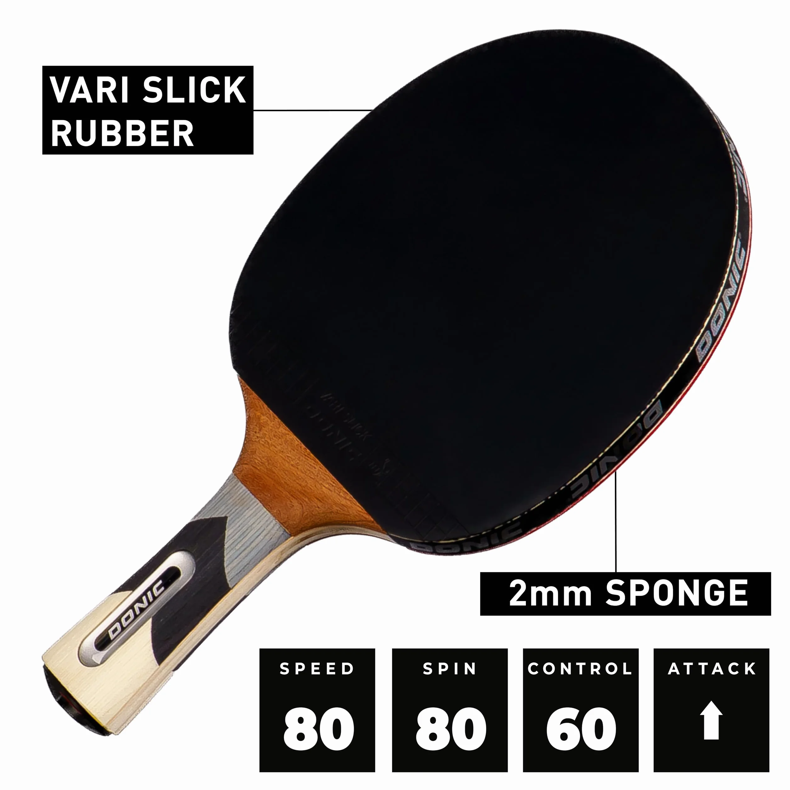 Donic-Schildkröt Waldner 700 kij do tenisa stołowego, uchwyt ABP, gąbka 2,0 mm, podkładka 3-gwiazdkowa ITTF