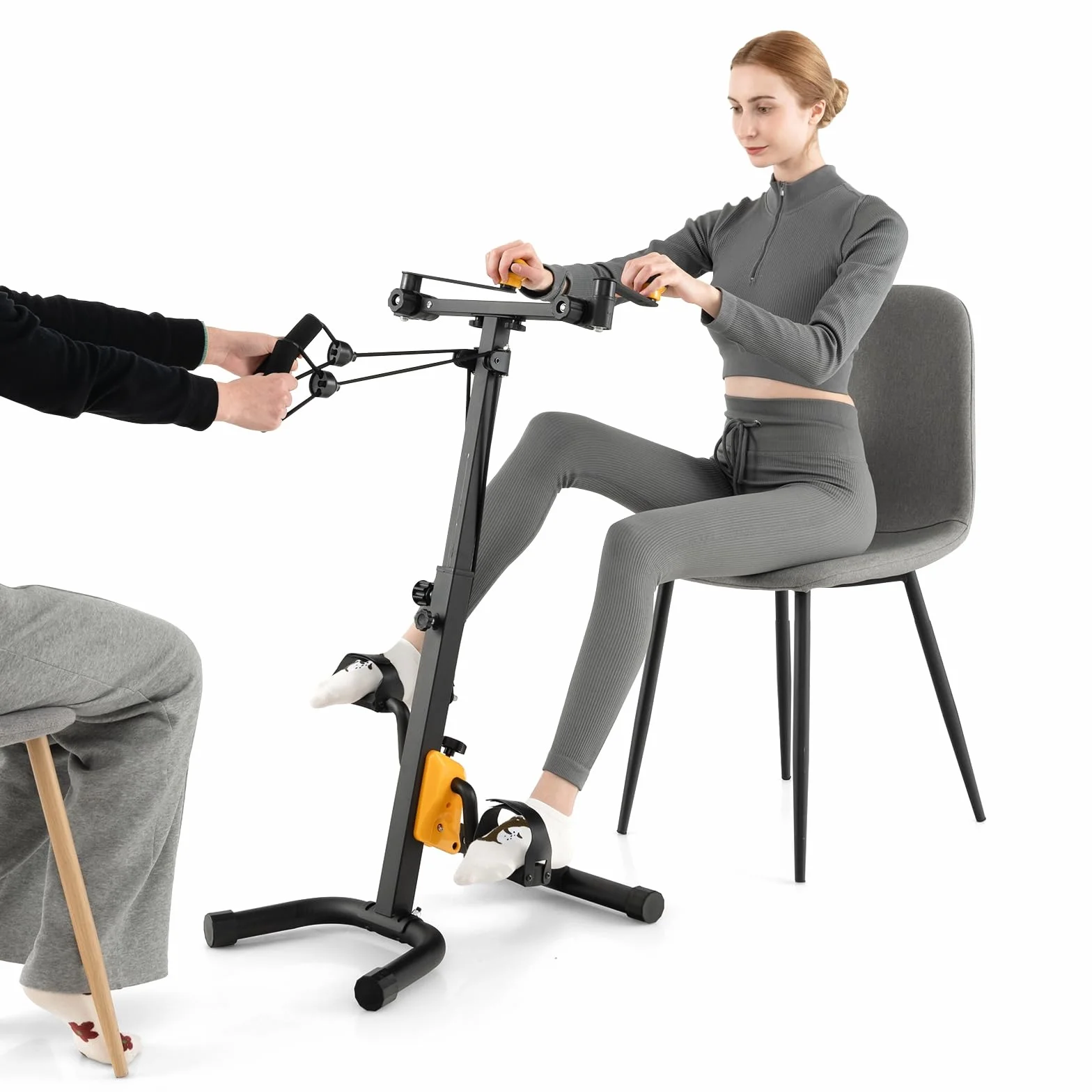COSTWAY trener ramion i nóg, rowerek domowy z pedałami Mini Stepper Fitnessbike, 9-stopniowa regulacja & 53 x 43 x 73-102 cm, idealny dla seniorów