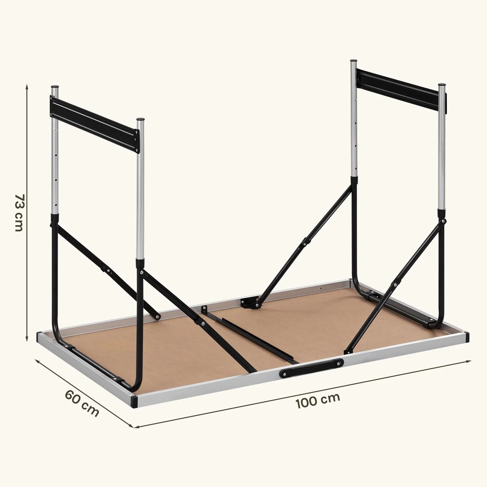 Składany stół kempingowy aluminiowy z regulacją wysokości 100 x 60 x 73-94 cm MDF dąb