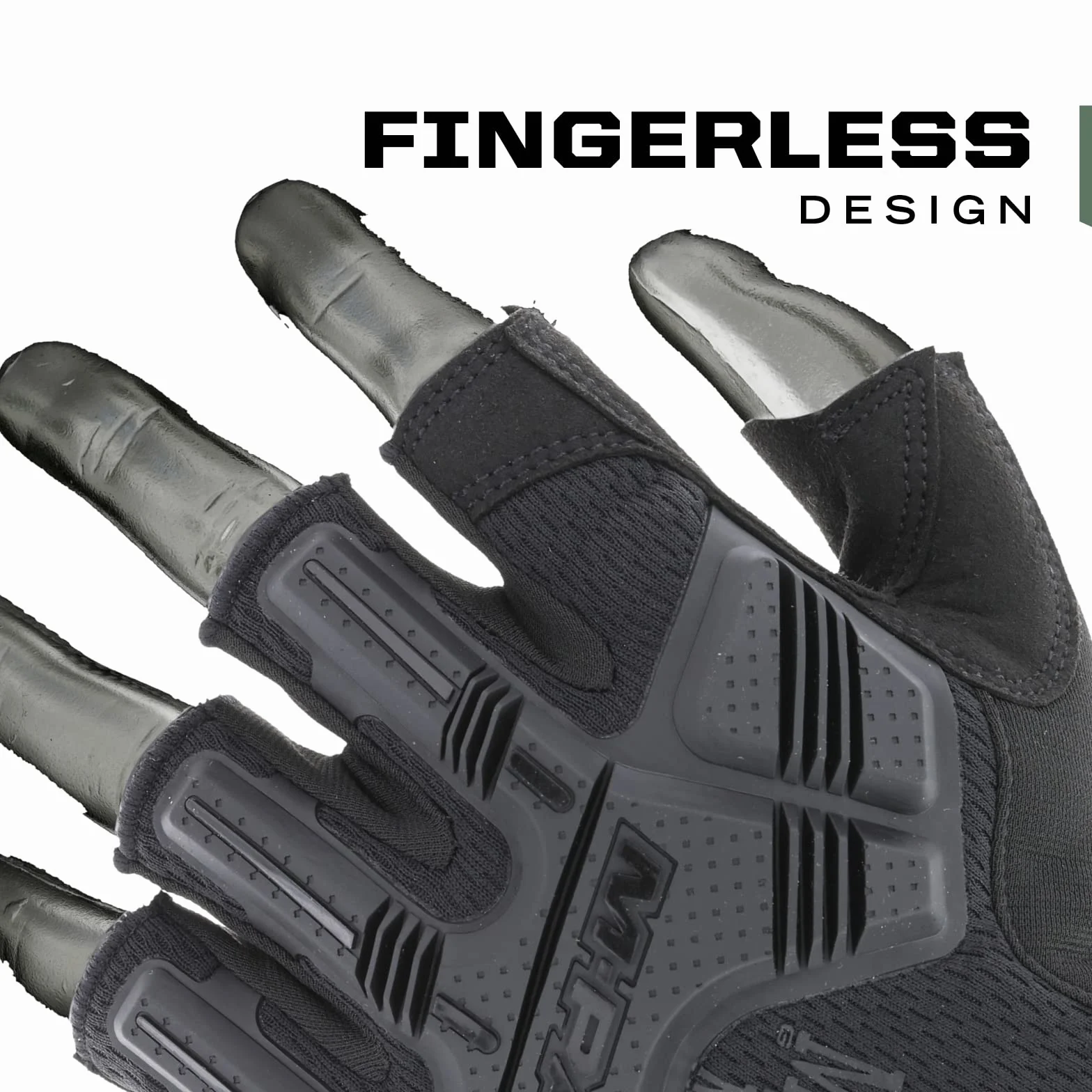 Mechanix Wear M-Pact® Covert rękawice robocze bez palców (rozmiar M, wszystkie czarne)