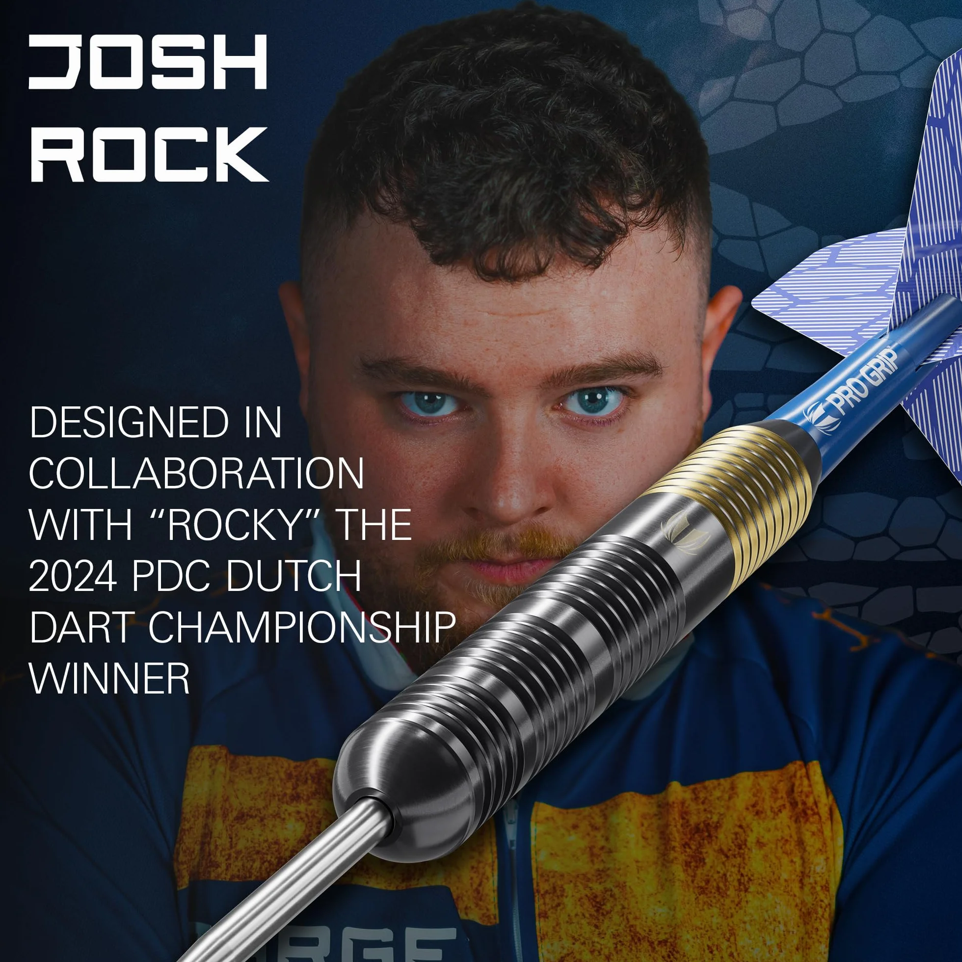 Target Darts Josh Rock Steel Tip Darts, 22G Brass Darts, | Zestaw rzutek Nickel Fixed Point, rzutki dla graczy ze stałymi końcówkami z czarnej stali, profesjonalne akcesoria do rzutek i etui na rzutki