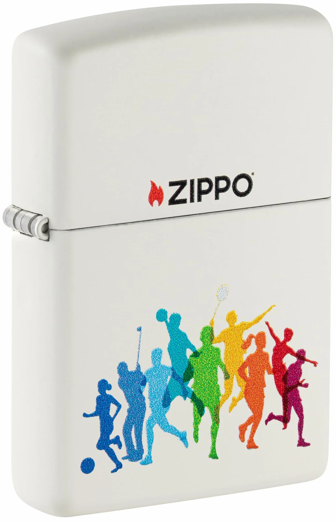 Zippo Sports Zapalniczka Sztormowa, Kolorowy Nadruk, do Napełniania, Wielokrotnego Użytku, Wiatroodporna Konstrukcja, Pudełko na Prezent, Wykonano w USA, Kolor Biały Matowy (White Matte)