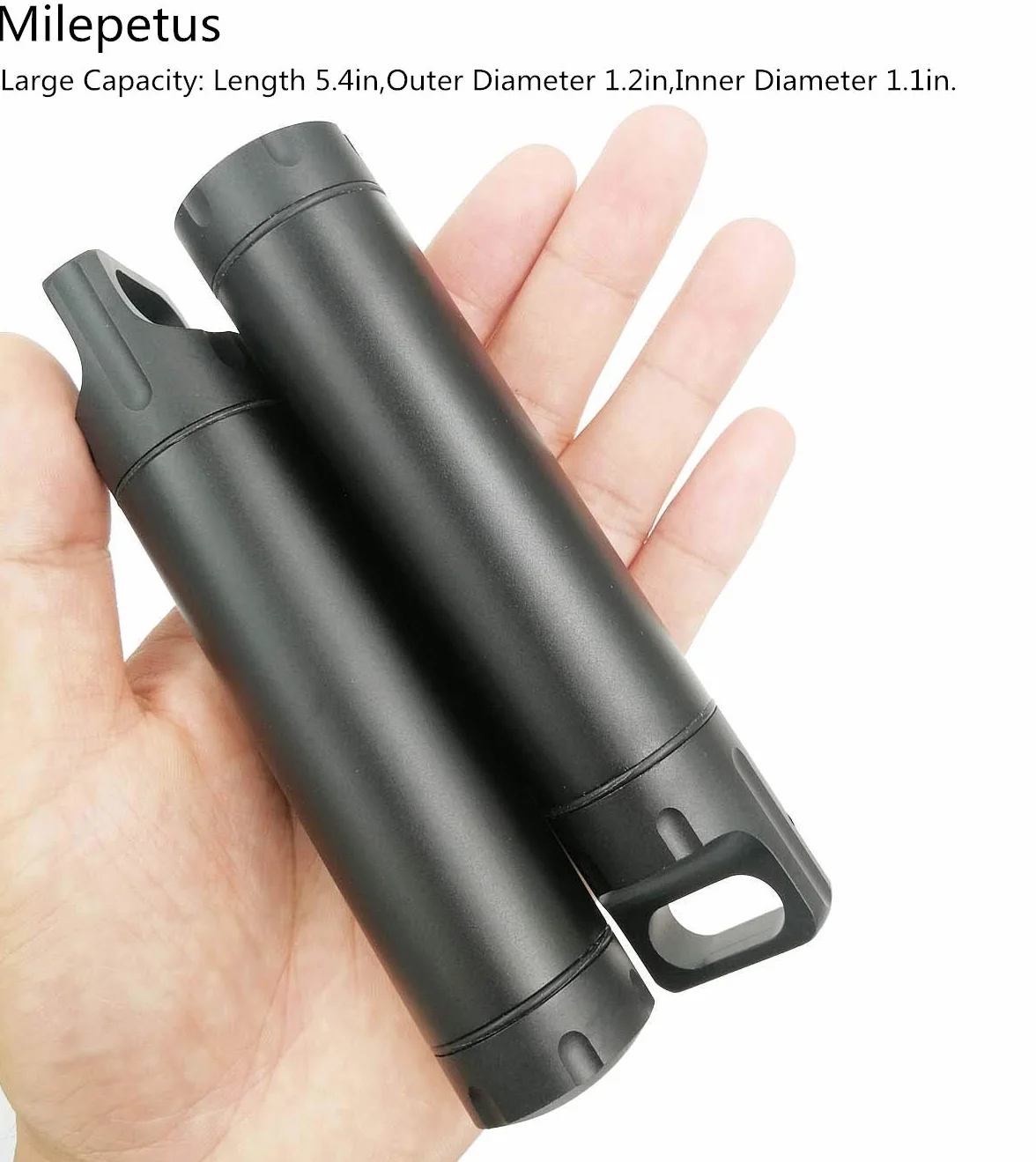 2 x wodoodporna zewnętrzna kapsułka edc EDC Survival pojemnik aluminiowy kapsułka tabletka uchwyt na pigułki dopasowanie hermetycznej butelki (czarna i szampańska)