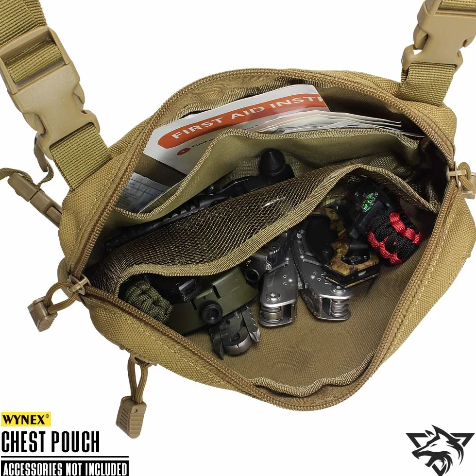 WYNEX Recon Kit torba, Tactical Combat Chest Pack Molle kamizelka, kieszenie przednie, kamuflaż, Airsoft Harness, kabura dzienna, EDC Carry Pouch