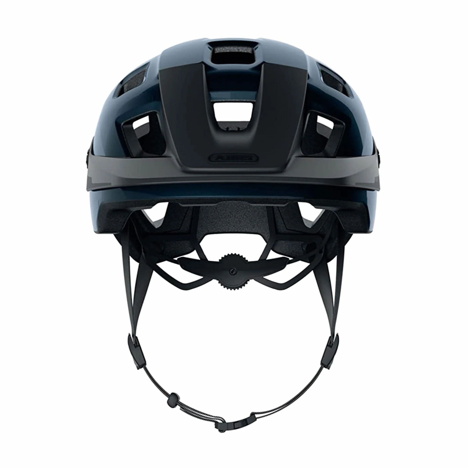 ABUS Kask MTB MoTrip – wytrzymały kask rowerowy z daszkiem o regulowanej wysokości dla rowerzystów górskich – indywidualne dopasowanie – unisex – niebieski błyszczący, rozmiar M, M (54-58 cm)