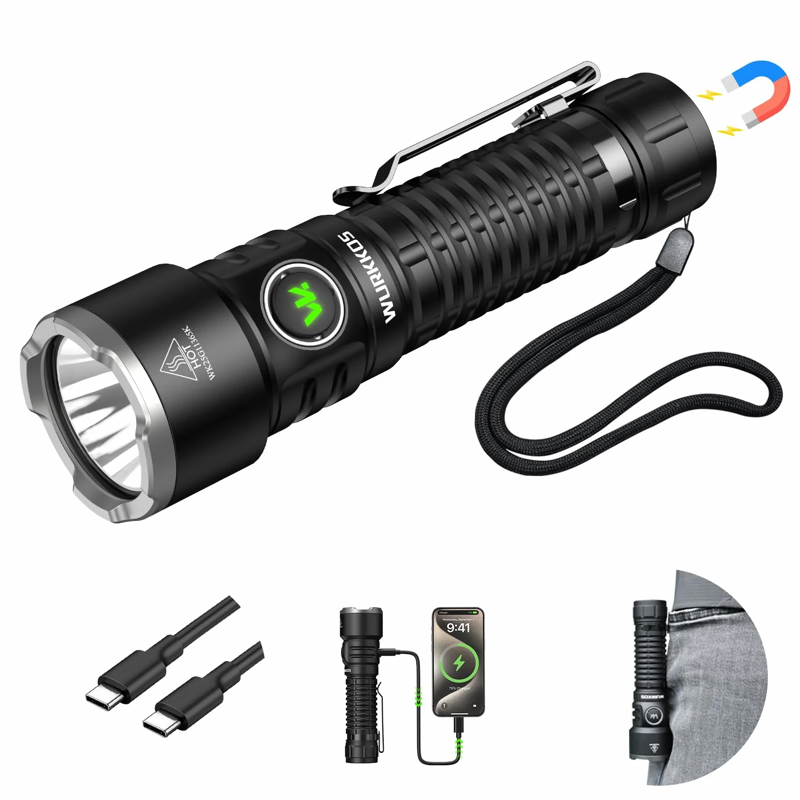 Wurkkos TS28 ładowalna latarka LED 3200 lumenów 506 m 5000 mAh IP68 wodoodporna