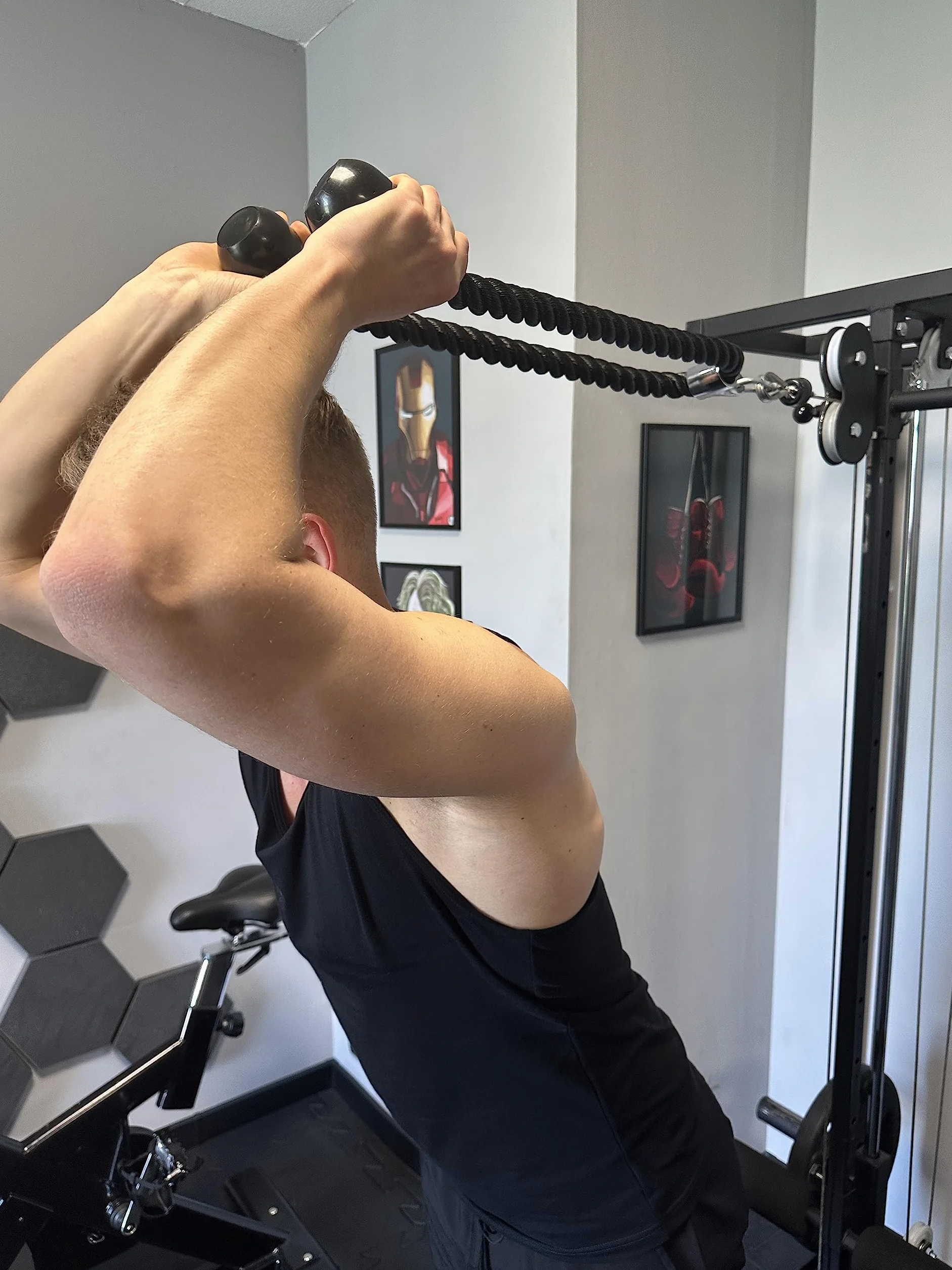 Lina do wyciągu atlasu, Uchwyt Sznur na triceps 120 cm długa