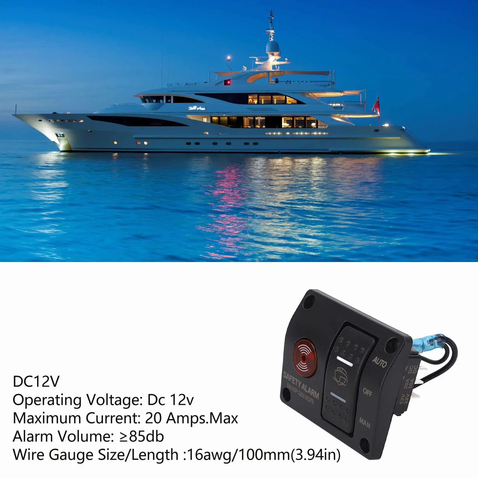 3 Way Warunek Przełącznika Pompy Zęzowej Man Off Auto Włącznik Pompy Zęzowej z światłem LED dla Statków i Jachtów DC24V 3 Way Dilge Pomp Pump Pone (DC12V)