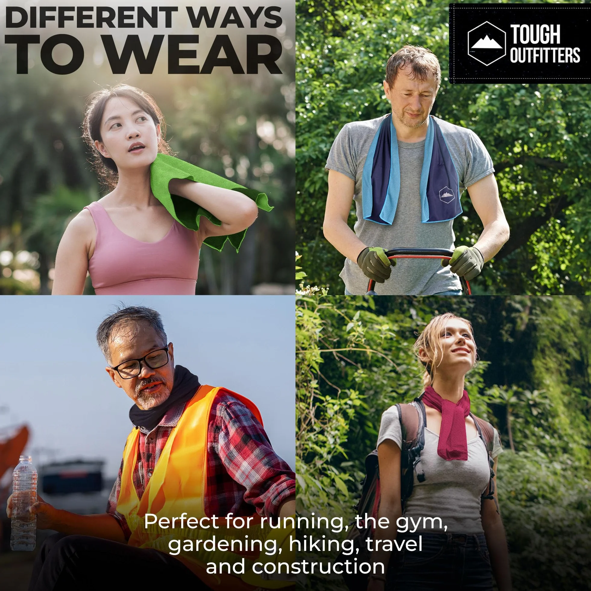 Tough Outdoors Ręczniki chłodzące – ręcznik do lodu, ręcznik dresowy, ręczniki chłodzące na szyję i twarz oraz chłodzące opaski na szyję na letnie upały – chłodziarka na szyję do szybkiego schładzania