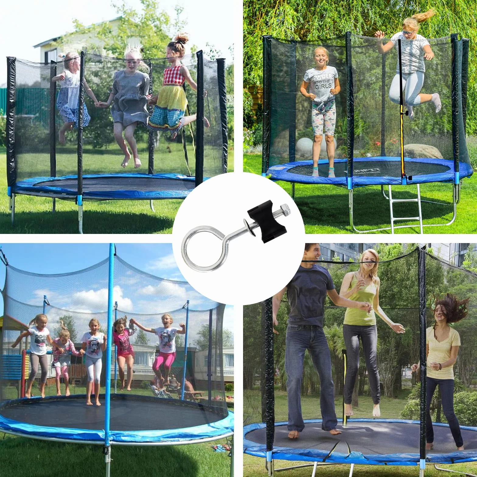 12 sztuk akcesoriów do trampoliny, śruby do trampoliny, śruby do prętów siatkowych trampoliny, części zamienne do trampoliny, wzmocnienia stabilności trampoliny do dużych i małych trampolin