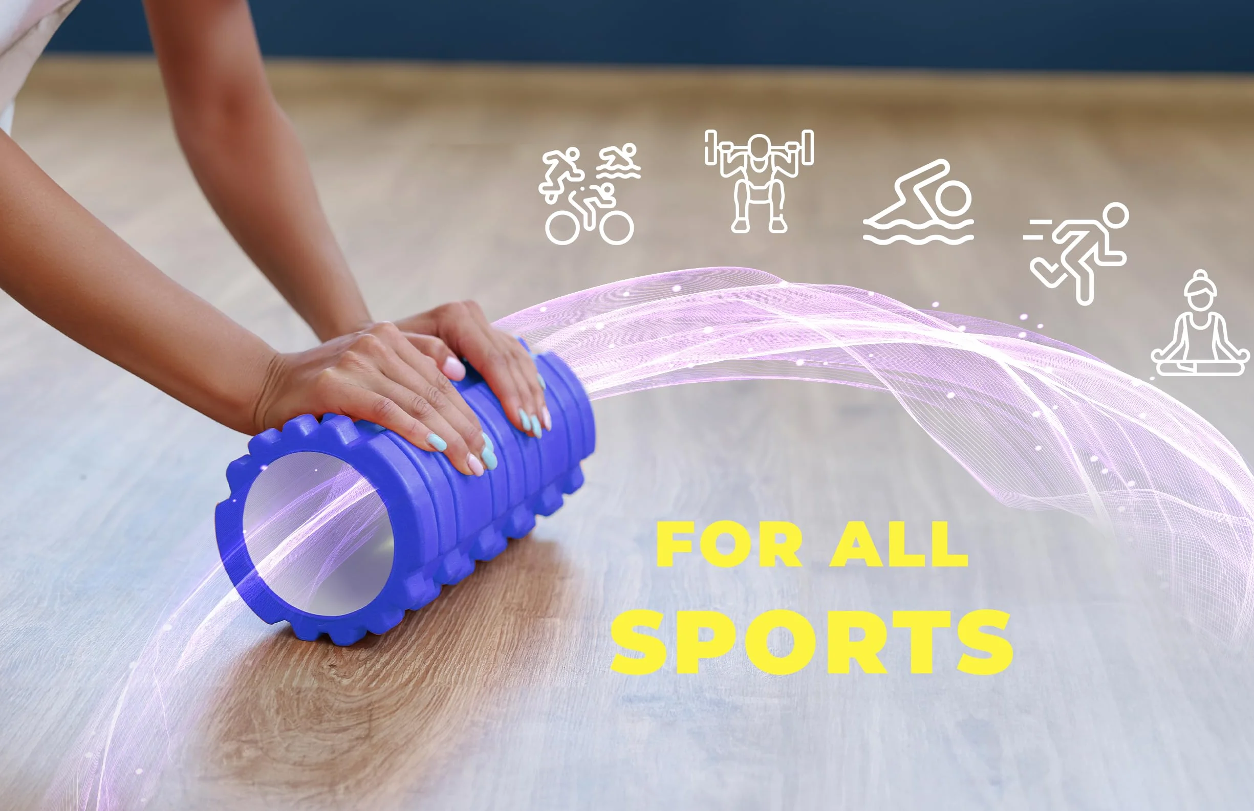 FIZYO Roller do Masażu z Wypustkami EVA 33x14 cm – Wałek do Rolowania Mięśni, Pleców i Nóg, Masaż Powięziowy, Regeneracja, Fitness, Rehabilitacja (Niebieski)