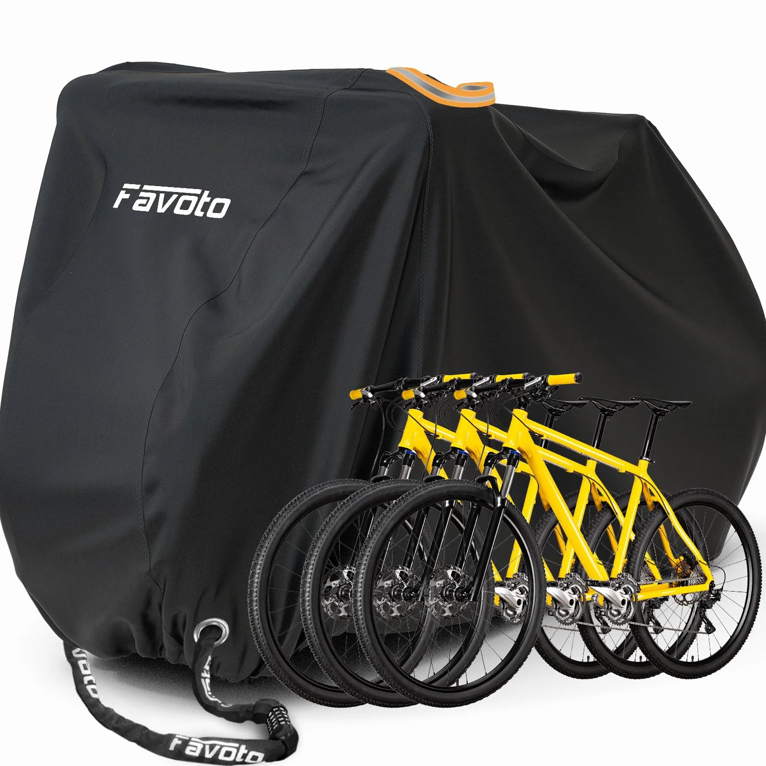Favoto Pokrowiec rowerowy Plandeka rowerowa wodoodporna na 2-3 rowery 210T tkanina Oxford Garaż rowerowy Plandeka rowerowa Pokrowiec ochronny z torbą 200 x 105x 110 CM Czarny