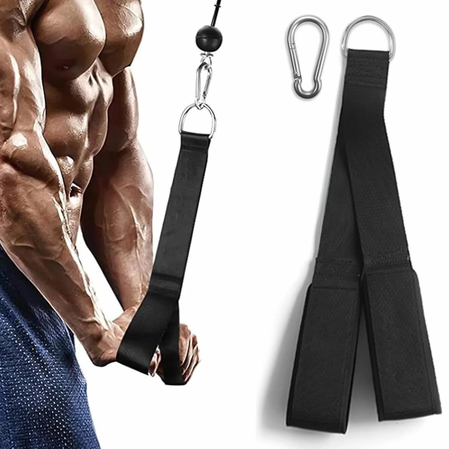 Favuit Linka do mocowania kabla, podciągana lina, regulowana, bardzo długa lina gimnastyczna, tricep, wyciąg kablowy, uchwyty, akcesoria do ćwiczeń bicepsów, tricepsów, ćwiczeń rozciągania (lina