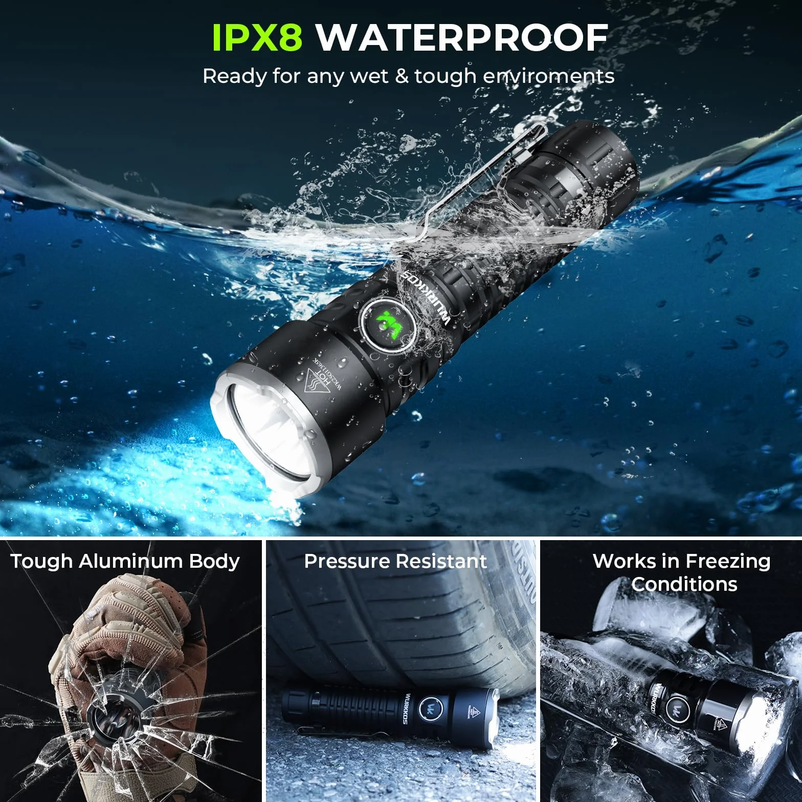 Wurkkos TS28 ładowalna latarka LED 3200 lumenów 506 m 5000 mAh IP68 wodoodporna