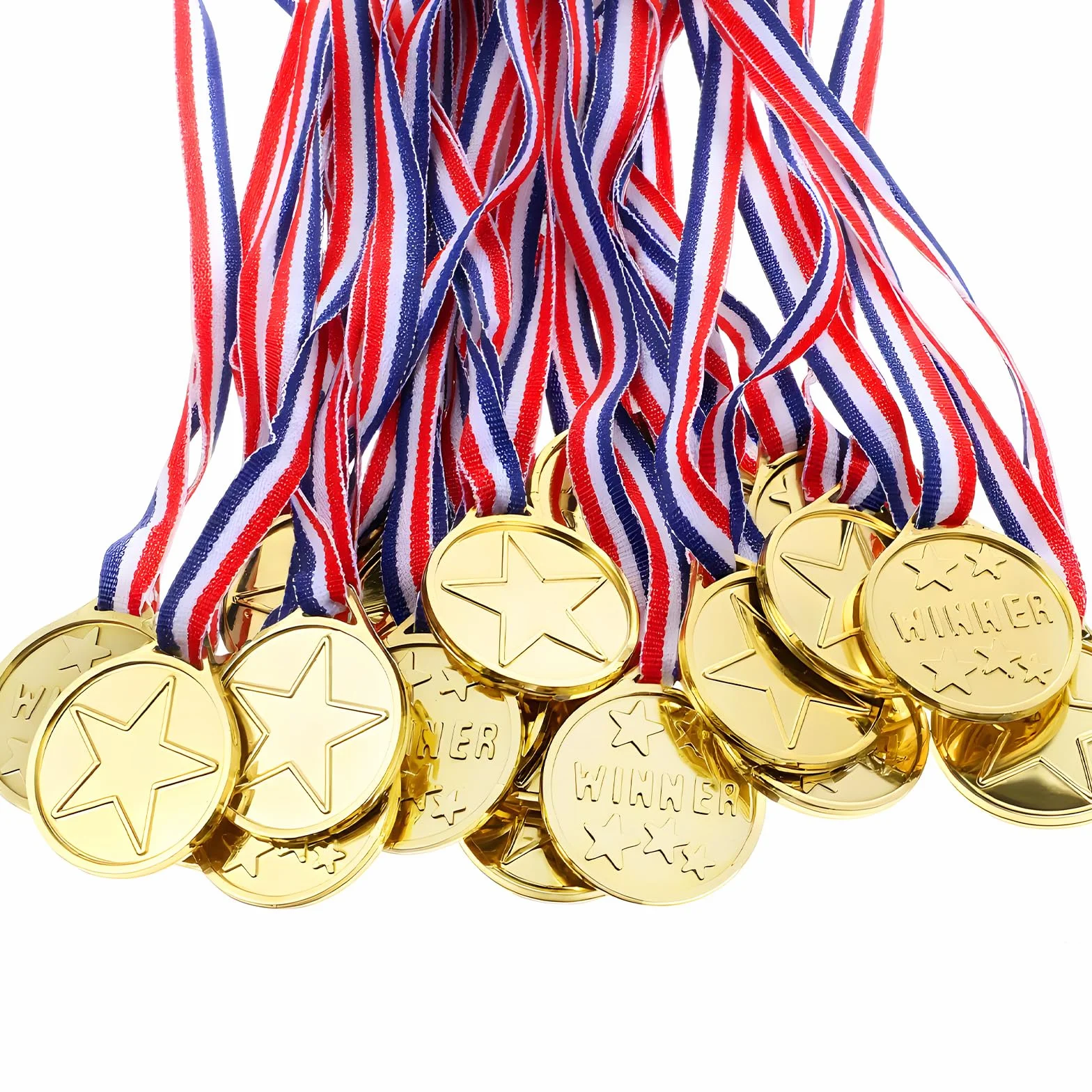 24 medale dla dzieci, złote medale zwycięzców, nagrody sportowe, medale na urodziny dziecka, dzień sportu, konkursy, nagrody