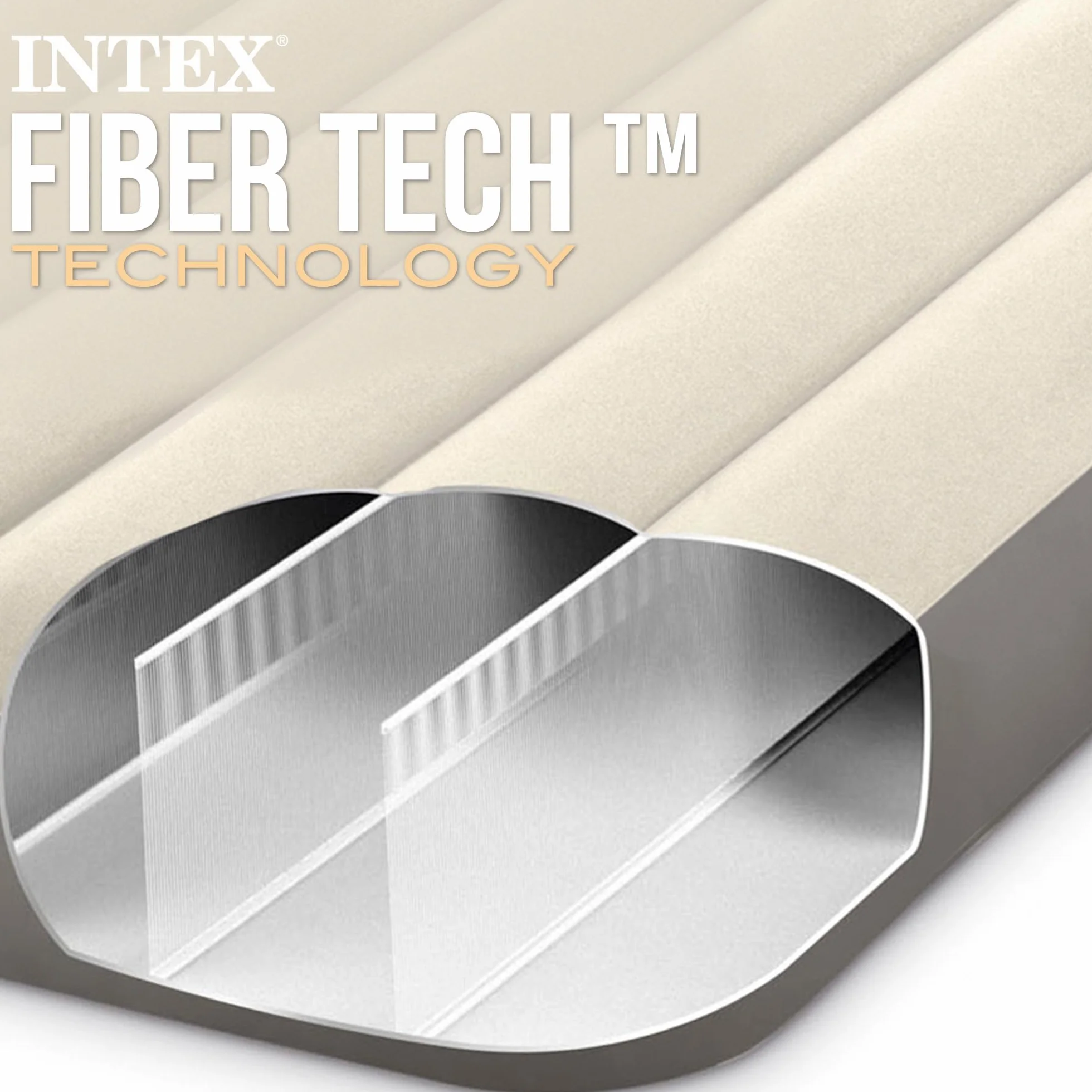Intex Airbed Materasso Deluxe Classic Matrimoniale Dura Beam con Tecnologia Fiber Tech, Tinta Unita, Tortora/Grigio, 152 x 203 x 25 cm