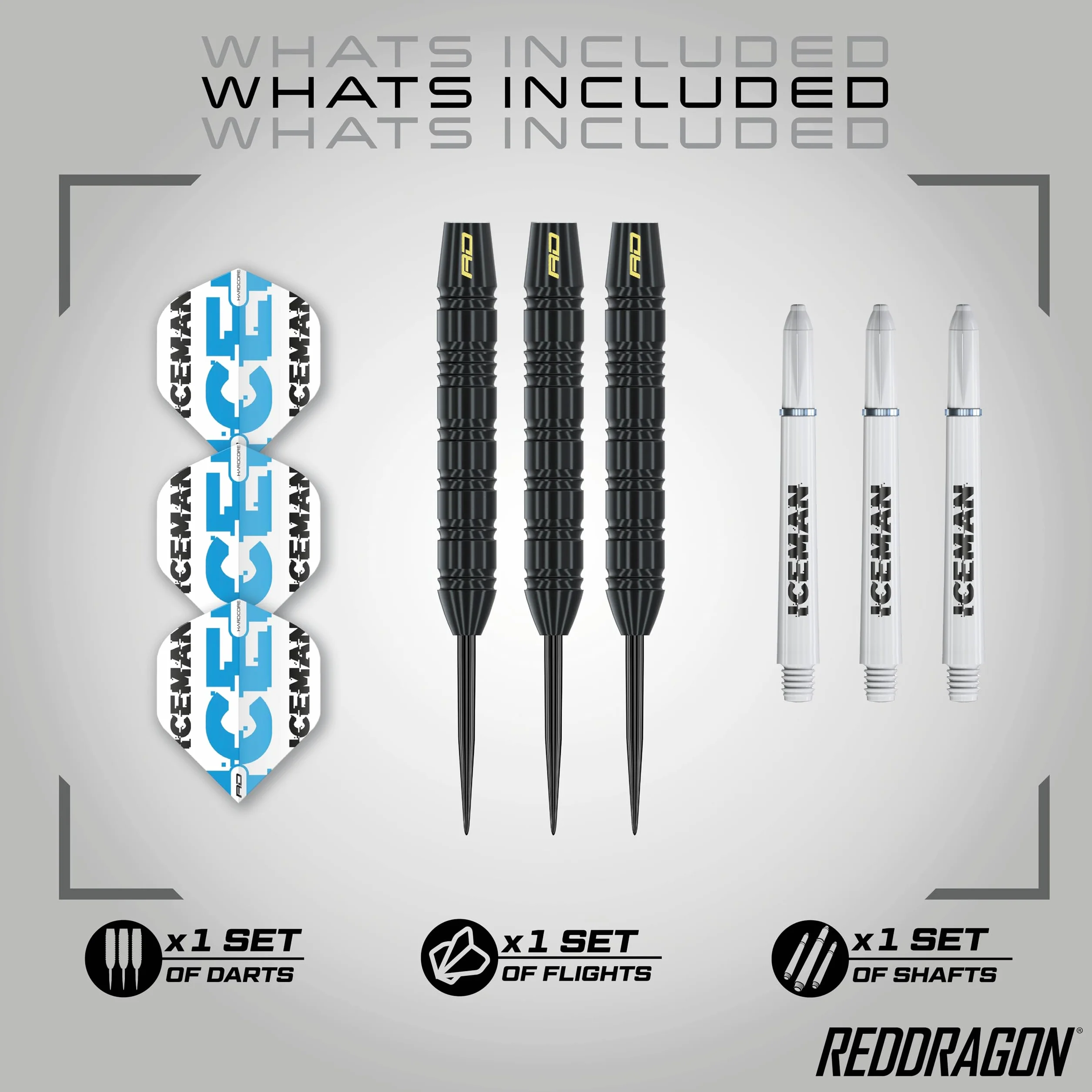 RED DRAGON Gerwyn Price Iceman 22 gram, zestaw rzutek z lotkami i trzonkami