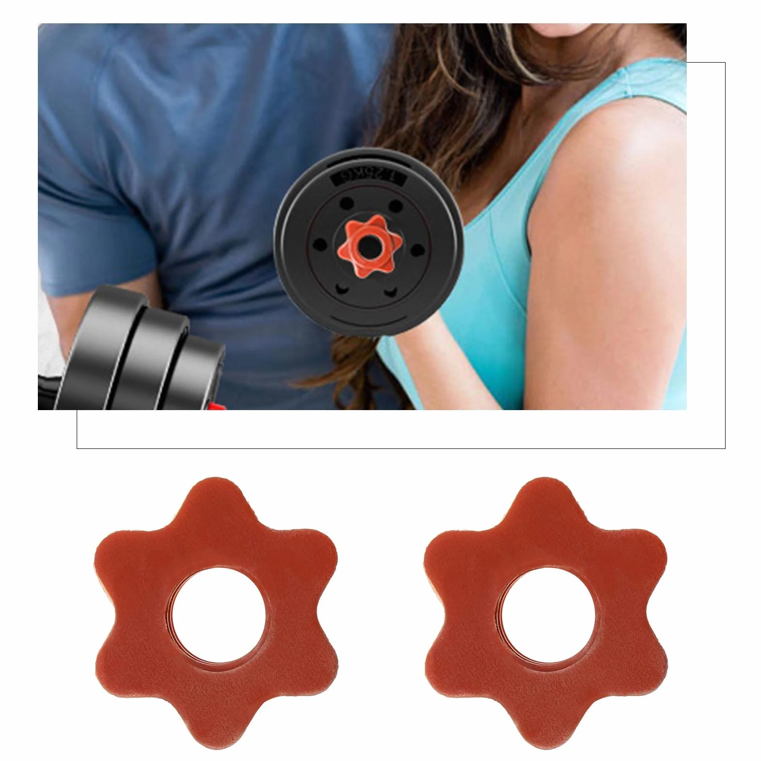 OTOTEC 4X Kołnierze spin-Lock 25mm Nakrętki sześciokątne Akcesoria sprzętowe Fitness, czerwony/srebrny