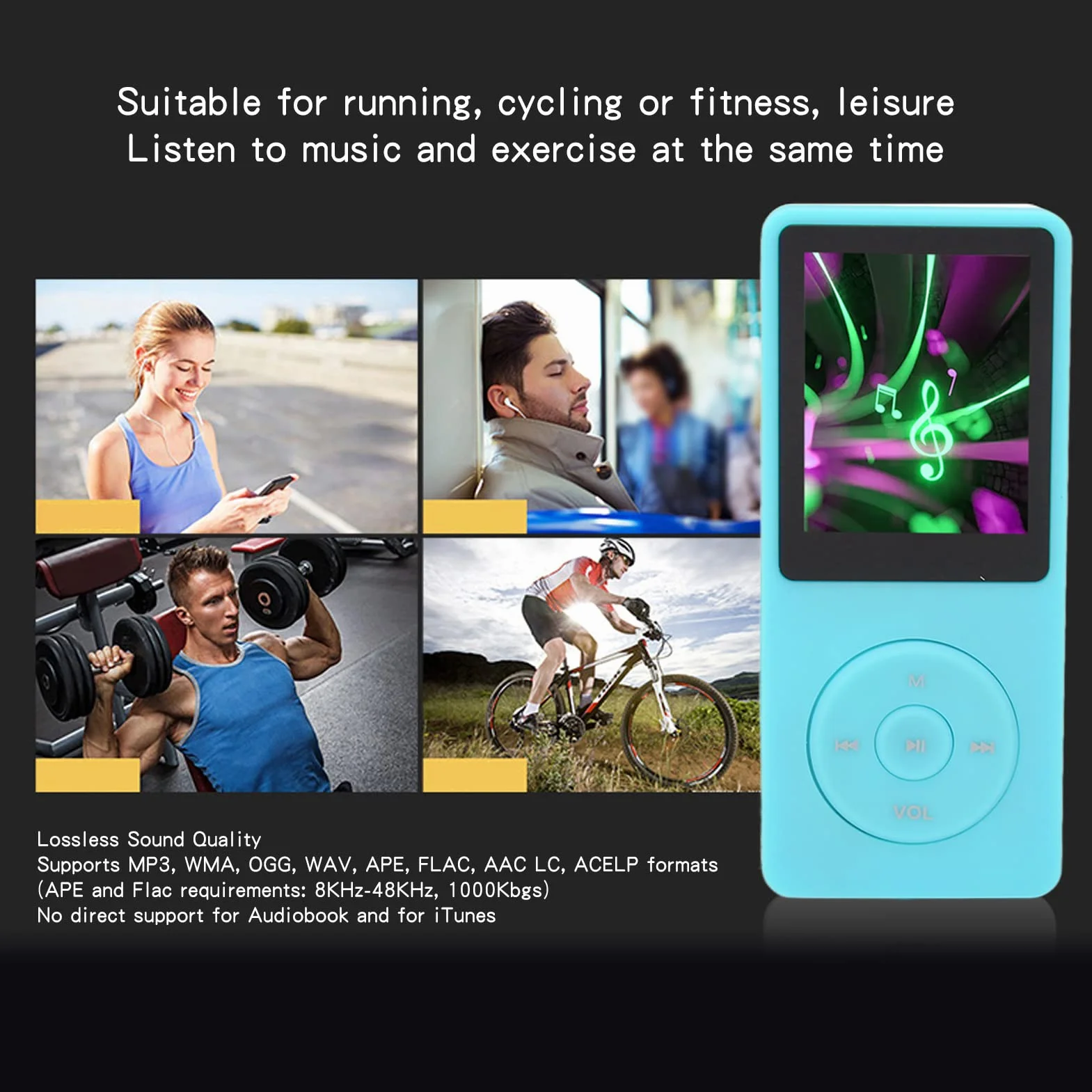 Odtwarzacz Mp3 Mp4 8GB 64GB 1,8 Cala Radio FM Sportowy