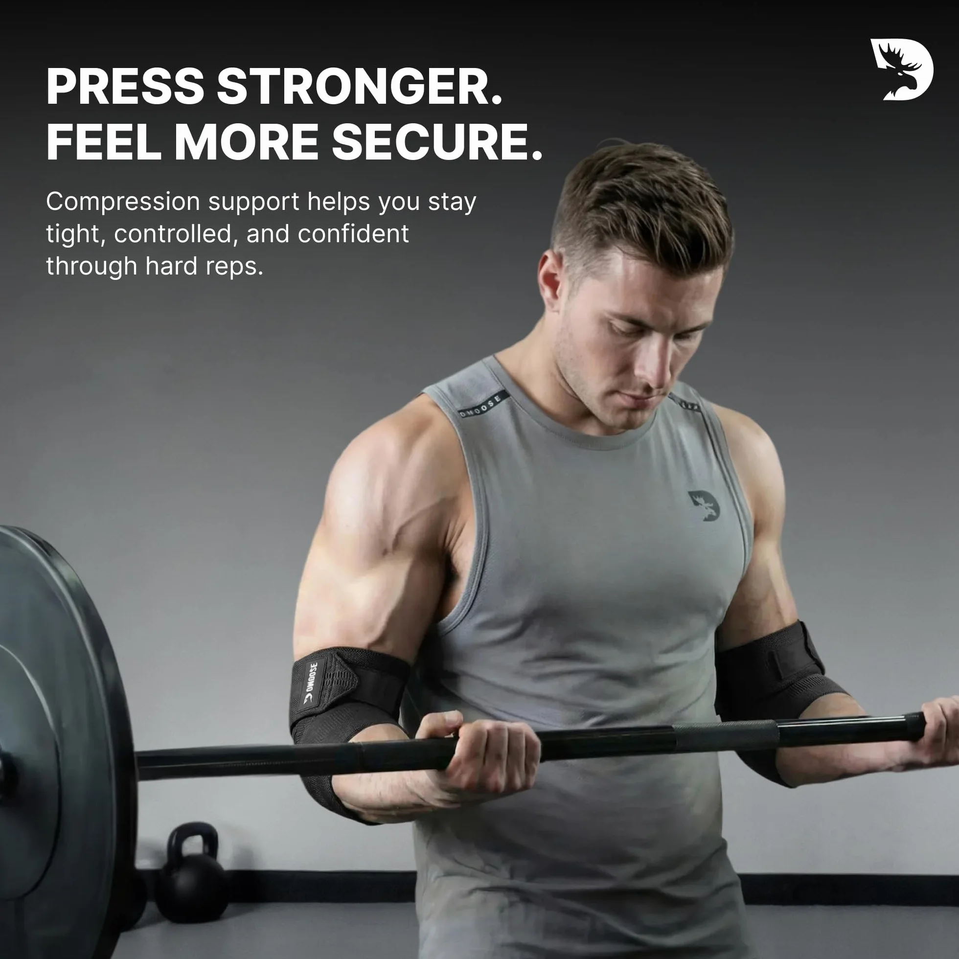 DMoose Fitness - Ochraniacze na łokcie do podnoszenia ciężarów (para), regulowany bandaż do wspierania stawów, łagodzenia bólu – ochraniacze na łokcie do treningu w studiu fitness
