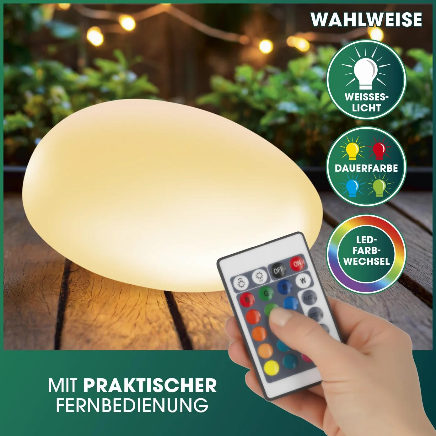 EASYmaxx Dekoracyjny kamień solarny 40 x 30 x 16 cm IP67 lampa ogrodowa LED zmiana koloru pilot zdalnego sterowania