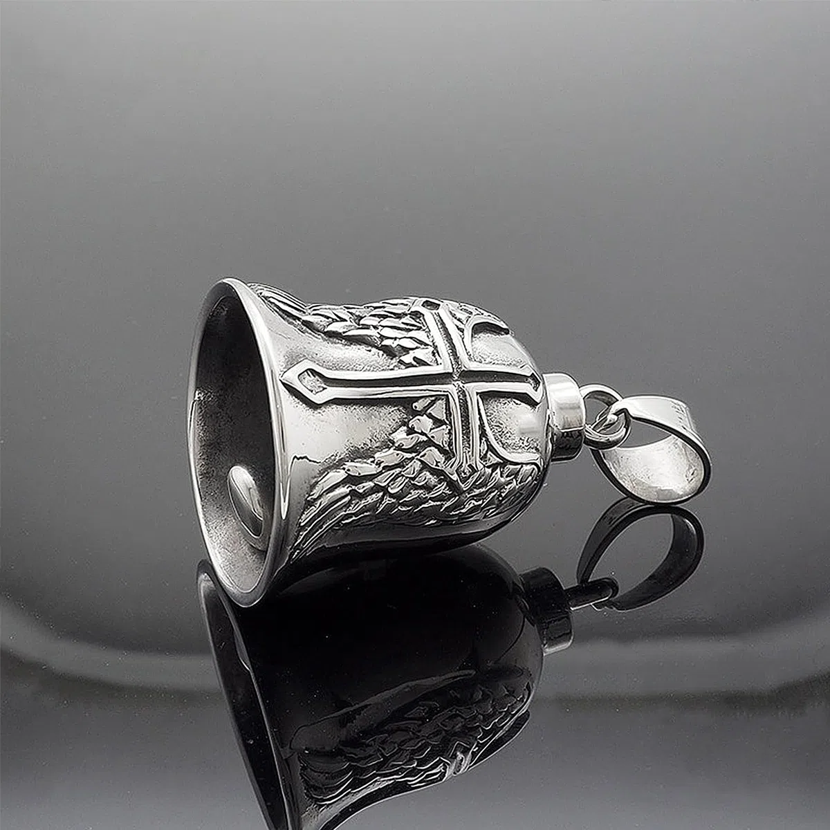 Biker Guardian Bell - brelok ze stali nierdzewnej Lucky Charm - dzwonek ochronny dla motocyklistów i rowerzystów - czerwony olej, motyw anioła