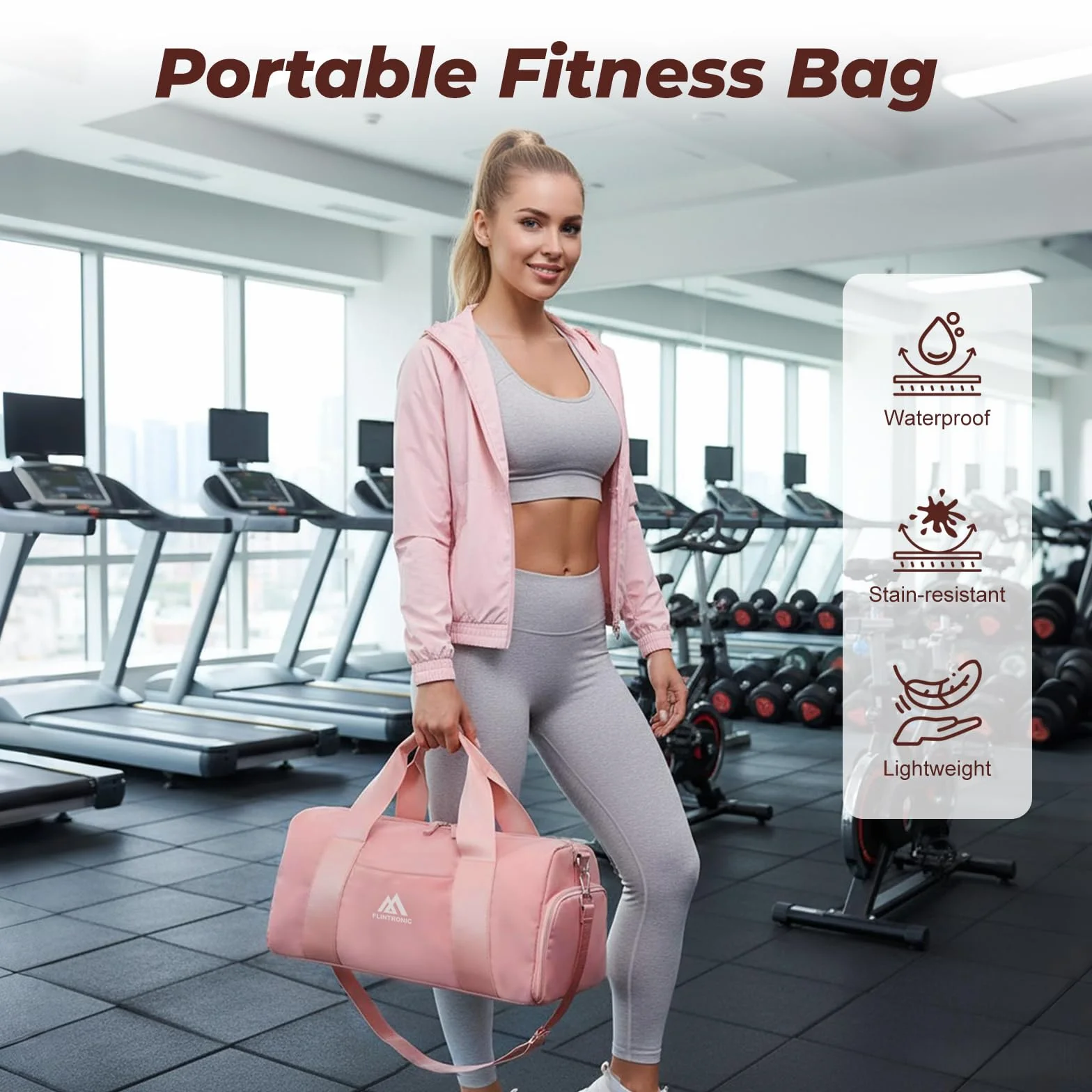 Flintronic Mała torba gimnastyczna dla dziewczynek, dzieci, sportowa torba sportowa na siłownię, torba gimnastyczna z regulowanymi paskami na ramię, damska torba fitness z przegrodą na buty i