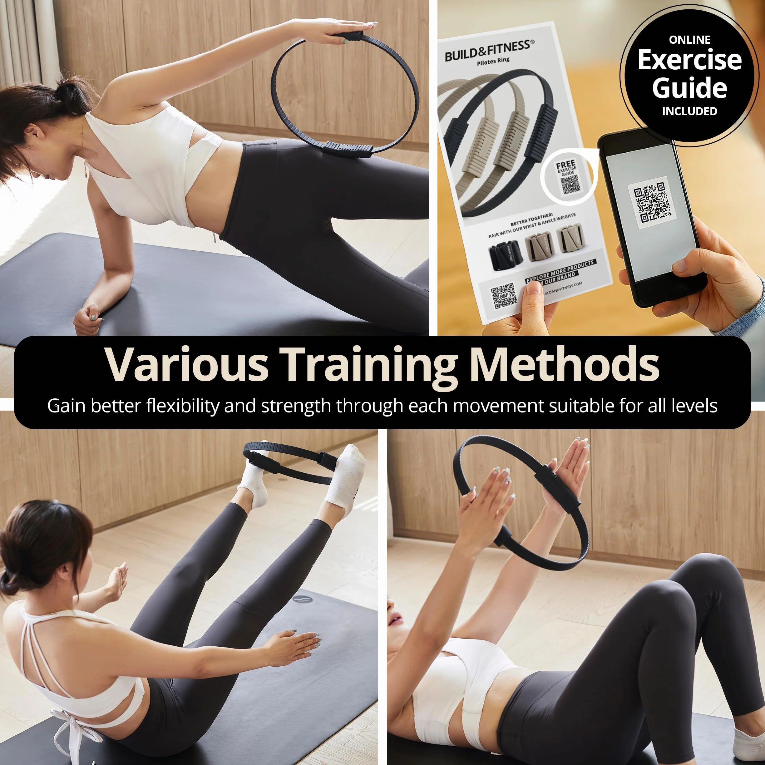 Pilates Hoop 34 cm Magic Circle Build & Fitness do Ud, Ramion, Tułów, Silikon, Włókno Szklane