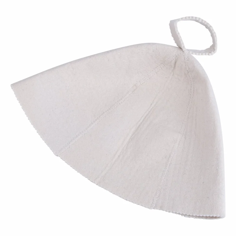 Kapelusz do Sauny Czapka Filcowa 100% Wełniana Biała 22 cm