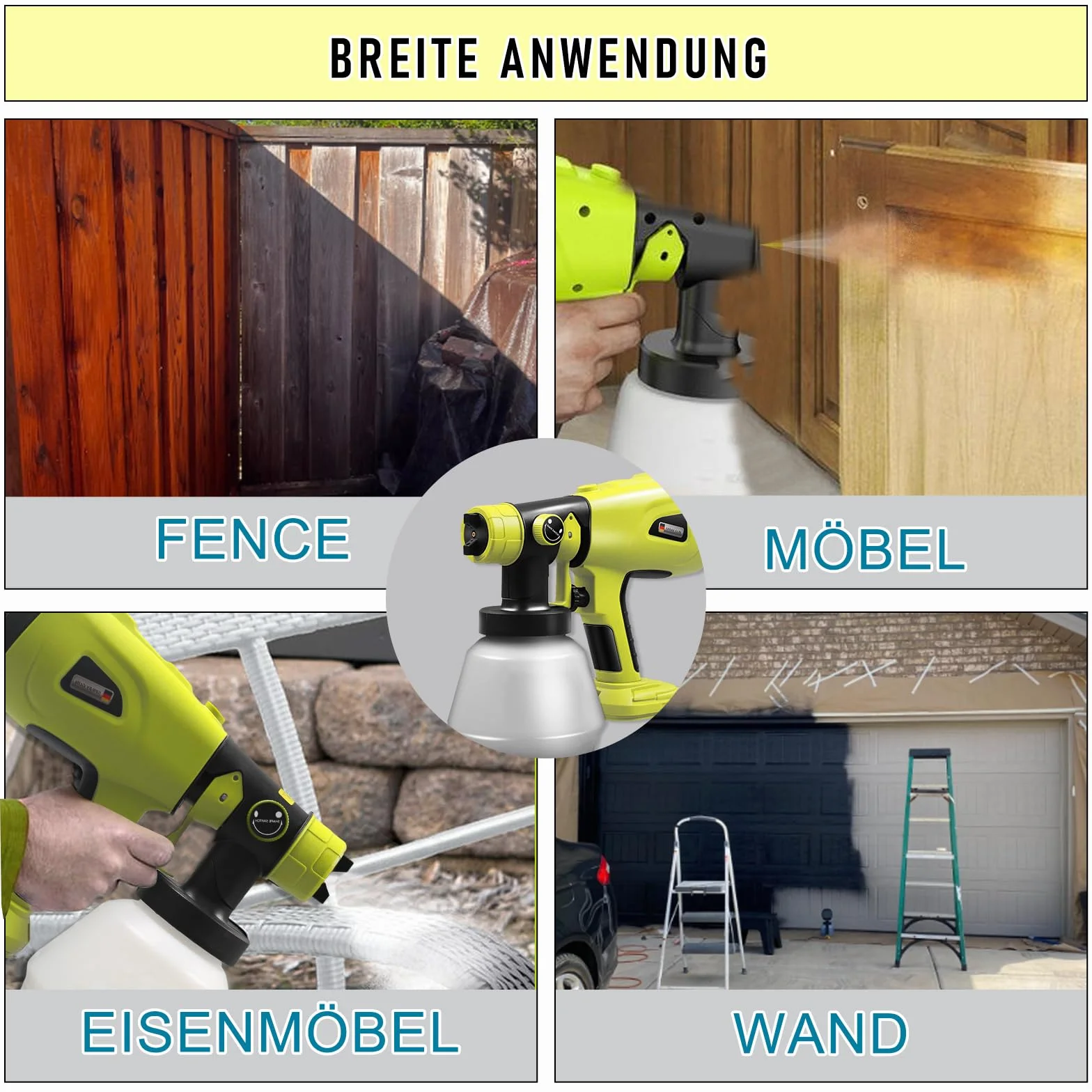 Ryobi 18 V Akumulatorowy Pistolet Natryskowy z 4 Dysze i 3 Wzory