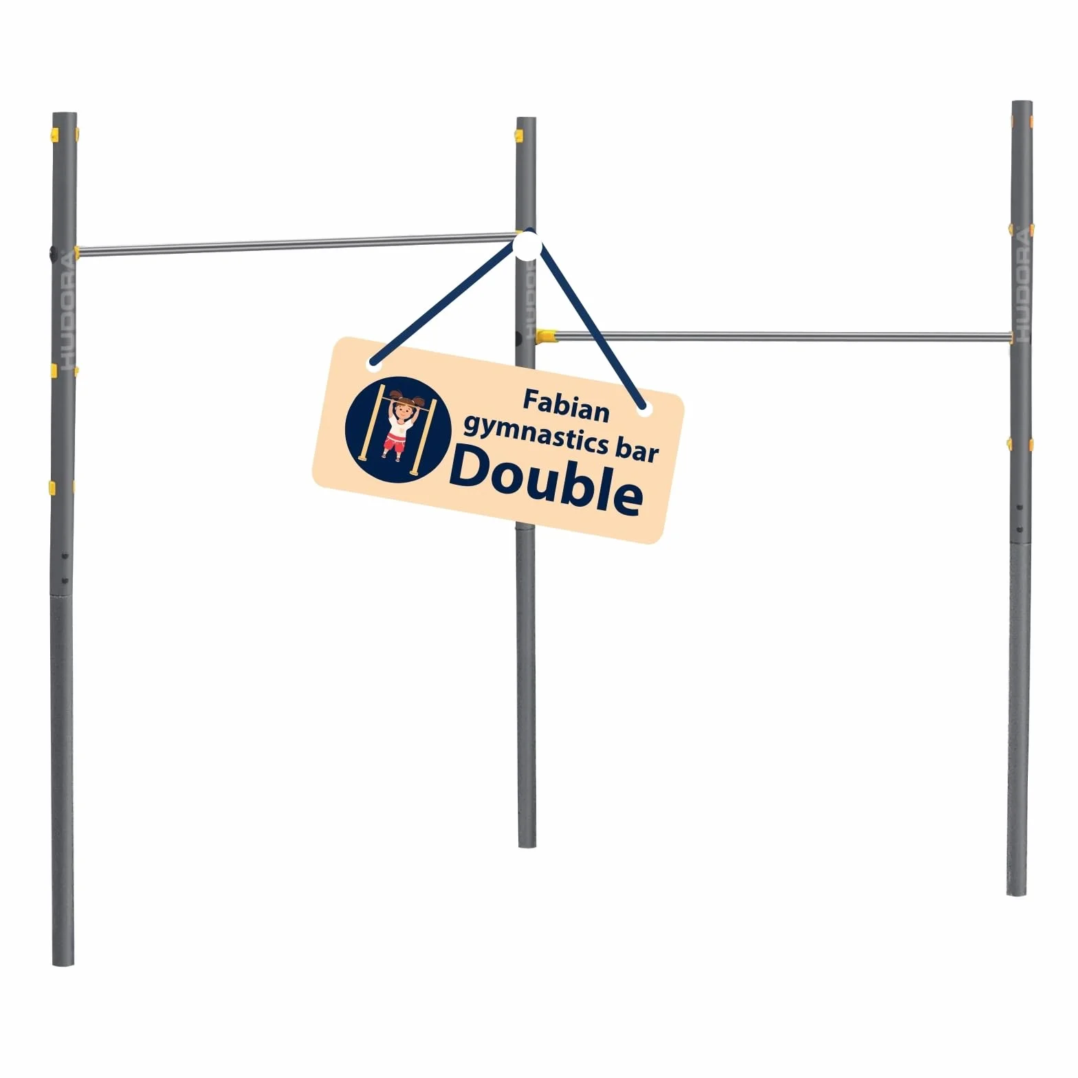 HUDORA Fabian Standard/Pro - pojedynczy/podwójny drążek gimnastyczny dla dzieci i dorosłych, 4-stopniowa regulacja wysokości, stabilny drążek fitness do 100 kg