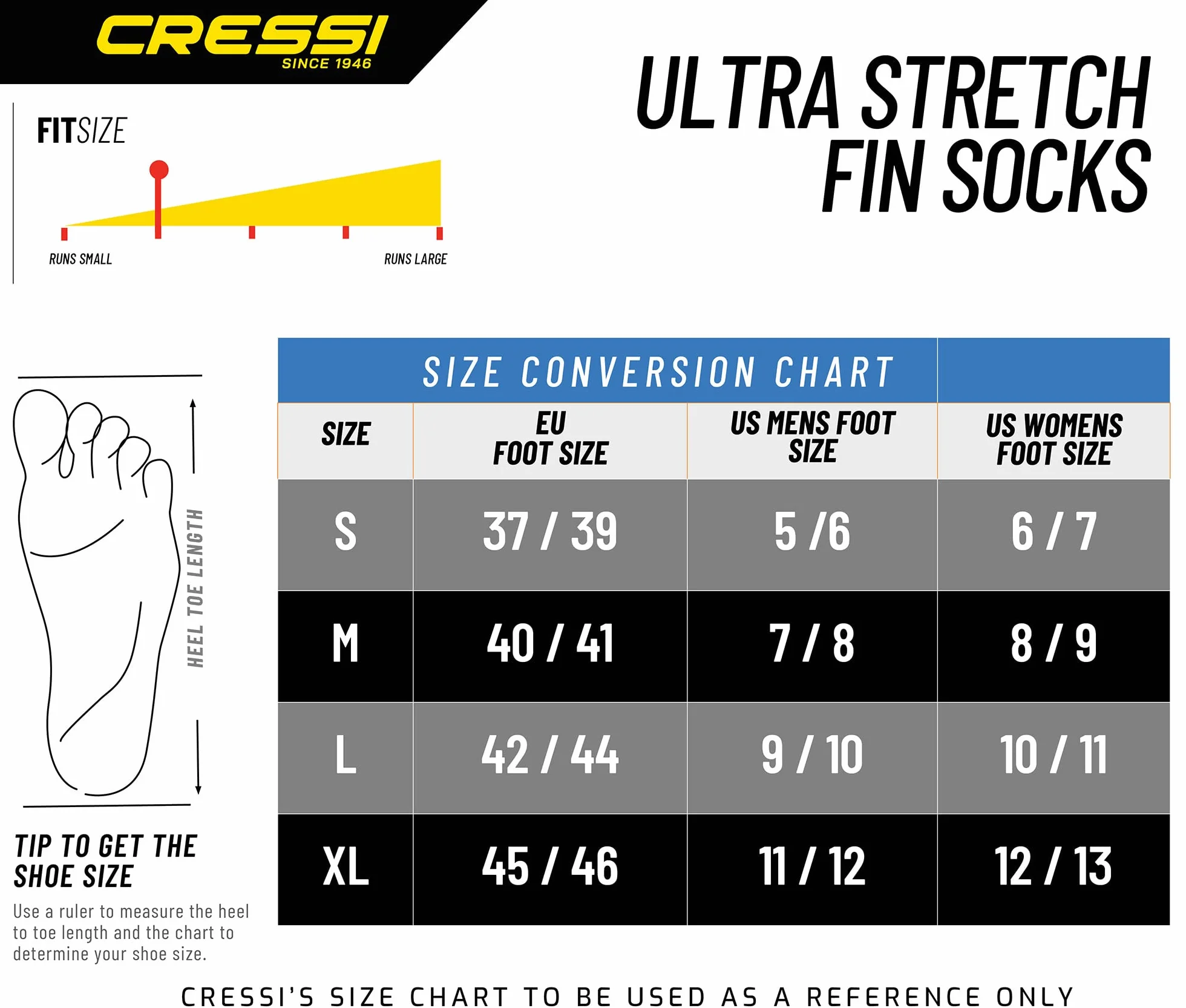 Cressi Neoprenowe rozciągliwe skarpety do nurkowania/snorkelingu Uniseks Ultra Stretch Neoprene Socks (1 w zestawie)