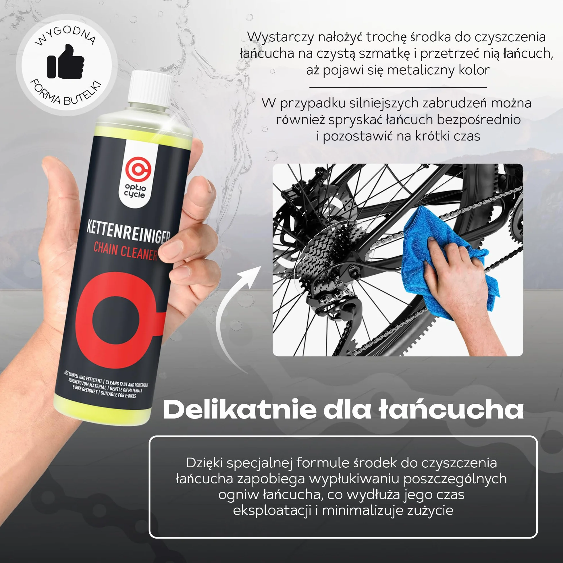 Płyn do Czyszczenia Łańcucha Rowerowego 500 ml – Odtłuszczacz do Łańcucha | Chain Cleaner do MTB, Szosy, Gravel, E-Bike, Napędu, Kasety i Przerzutki