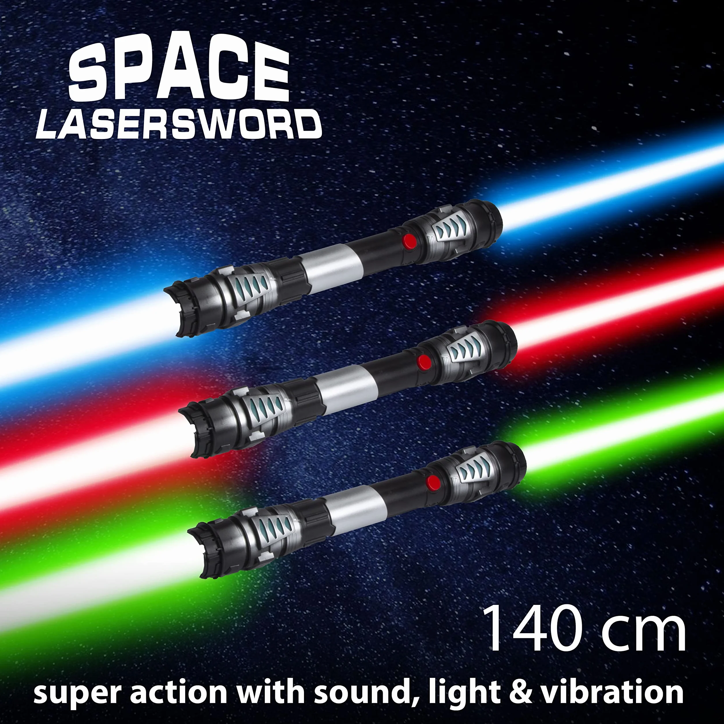 Miecz laserowy o podwójnym ostrzu Miecz laserowy 138 cm z oświetleniem i dźwiękiem (Czerwony)