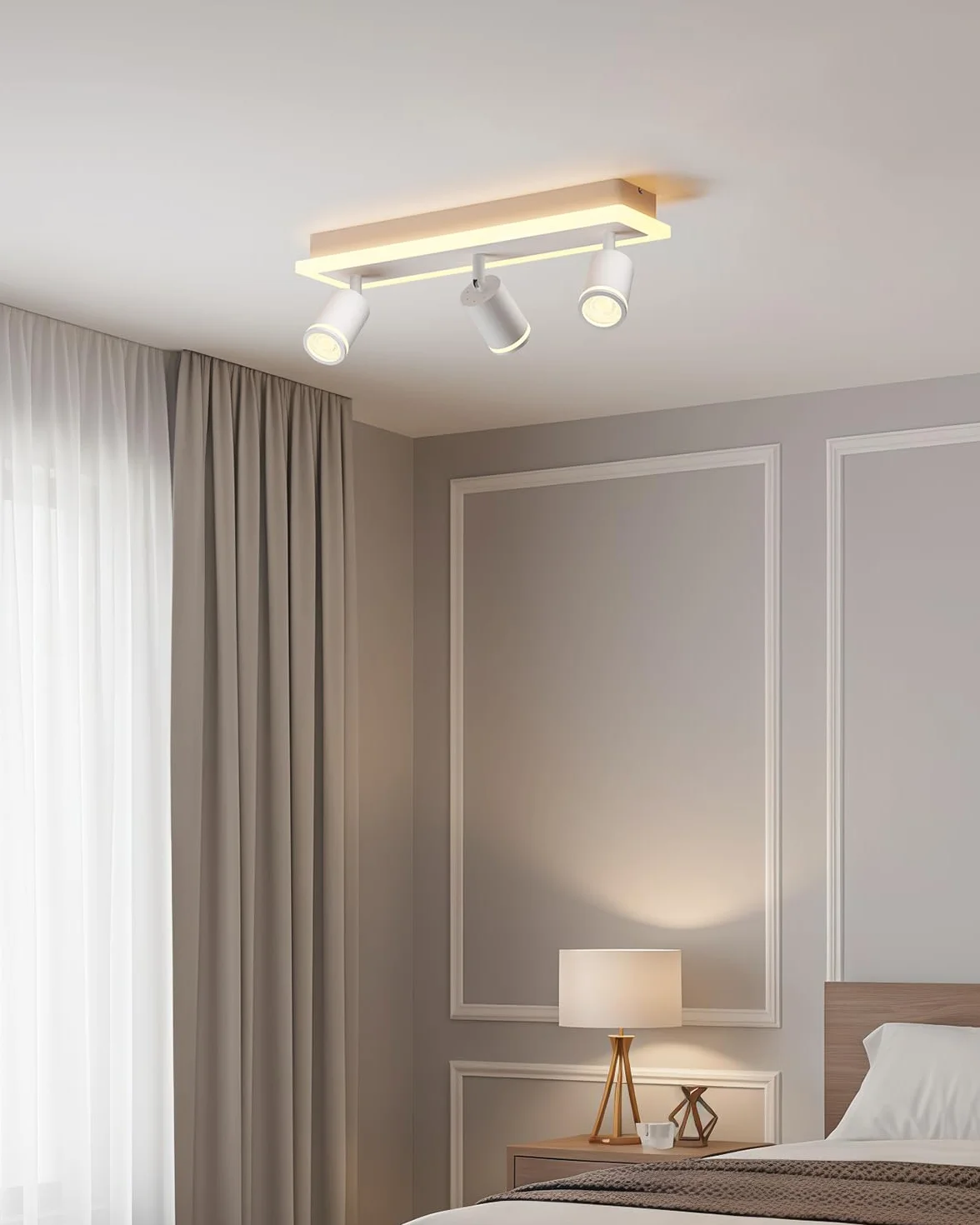 LVWIT Reflektor sufitowy LED 3-punktowy GU10 Biały, lampa sufitowa wychylna do kuchni, salonu