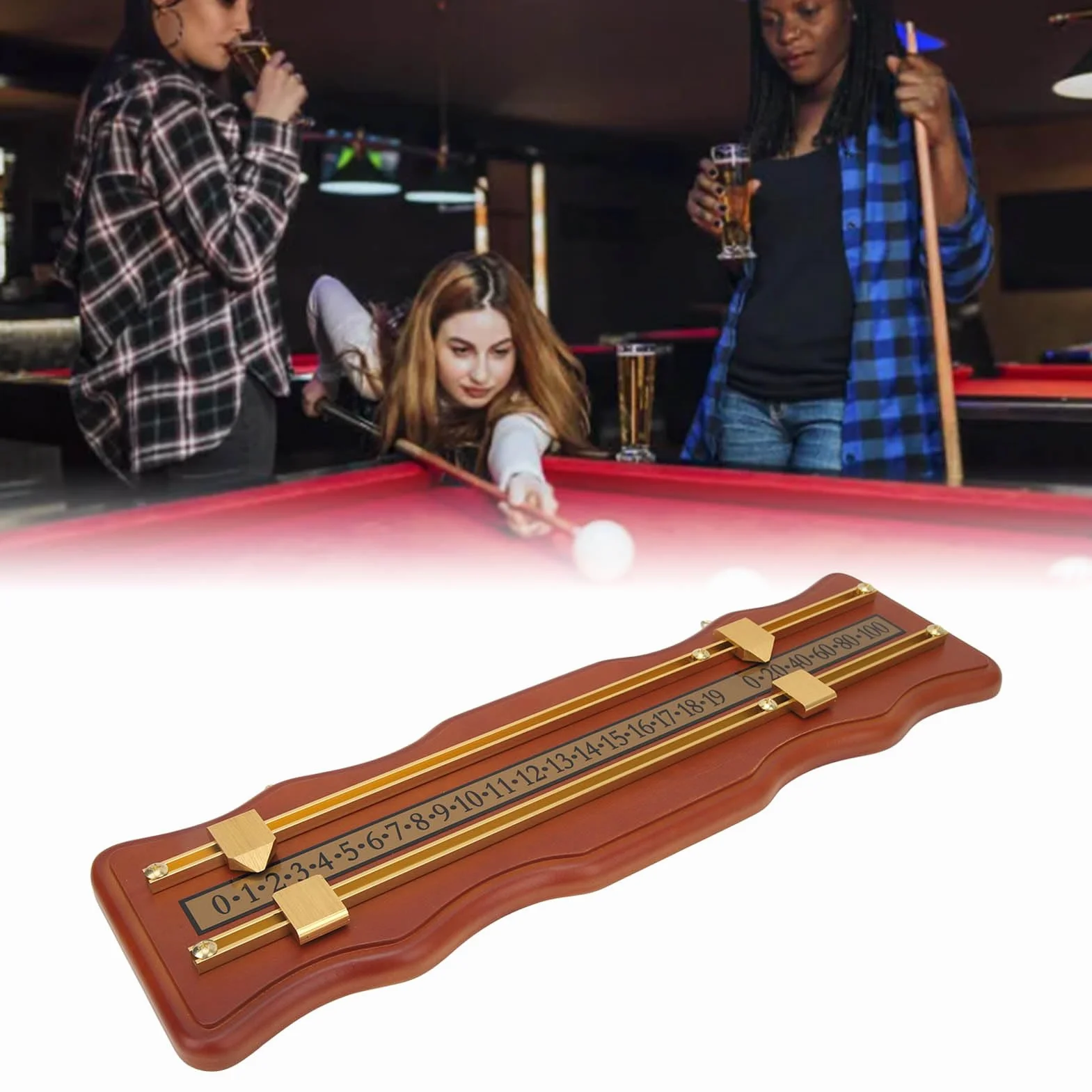 Tablica Wyników Deluxe Z Drewna 2-torowa Do Gier Shuffleboard Snooker Bilard