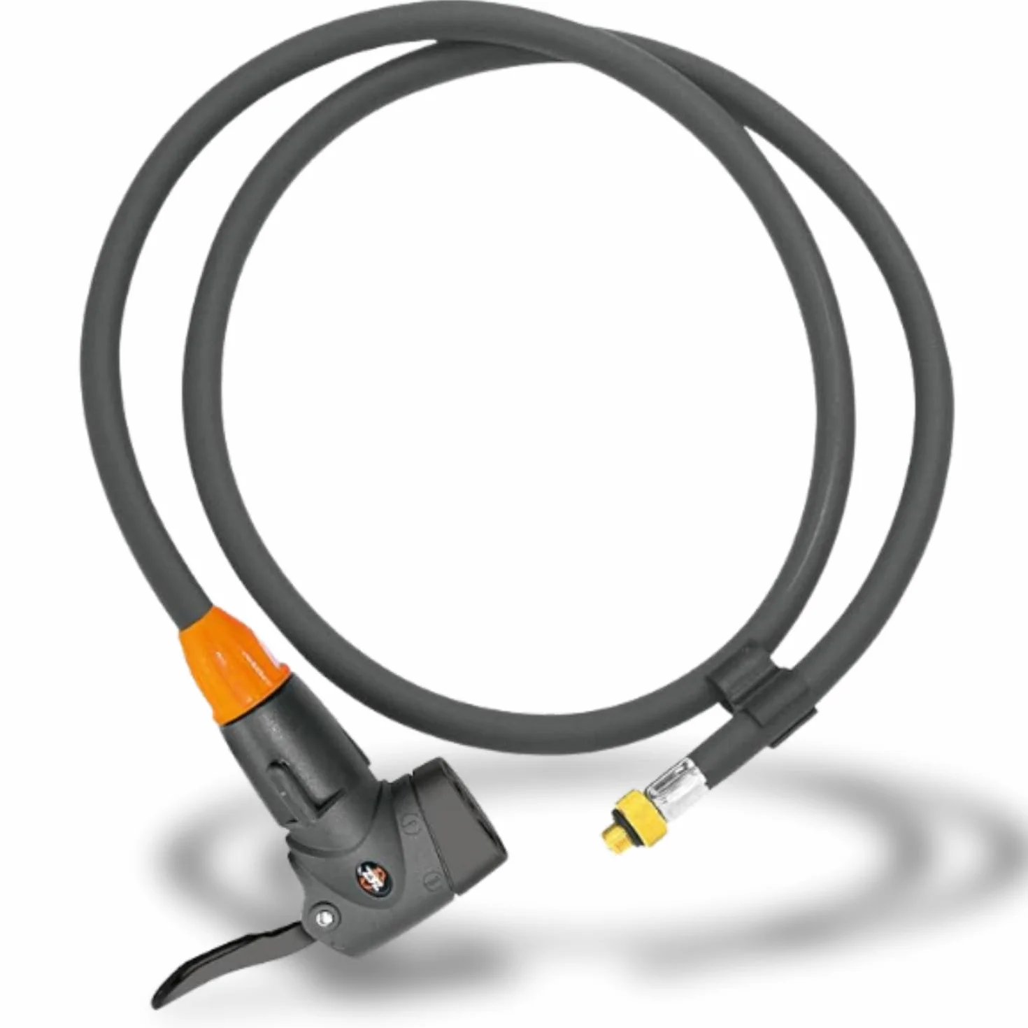 SKS GERMANY Dętka pompy rowerowej głowica pompy z wężem kompatybilna z kompresorem Racing Compressor, wszystkie rodzaje zaworów, gwint M 8 x 0,75, czarny, długi 125