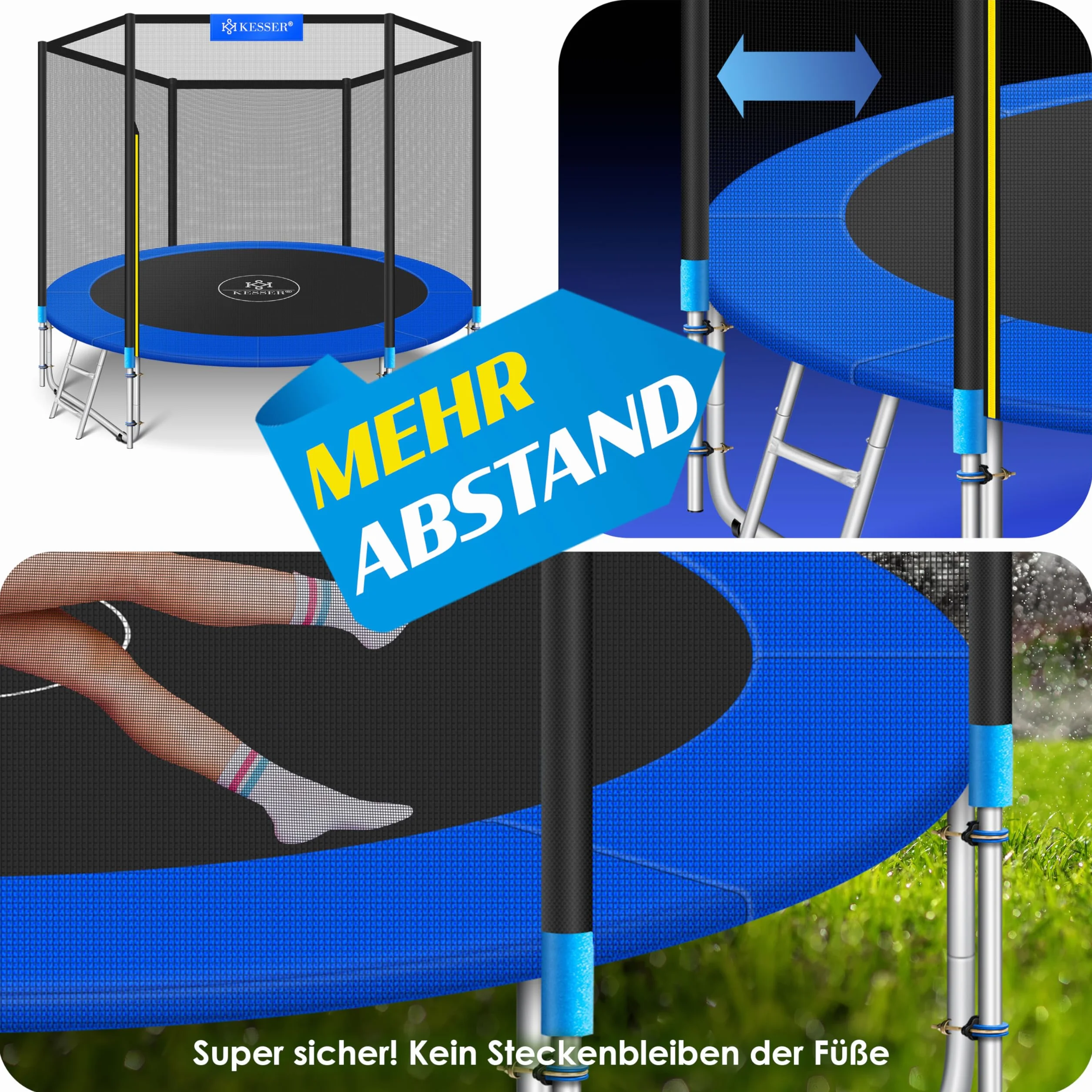 KESSER Trampolina ogrodowa z siatką zabezpieczającą 150 kg zestaw