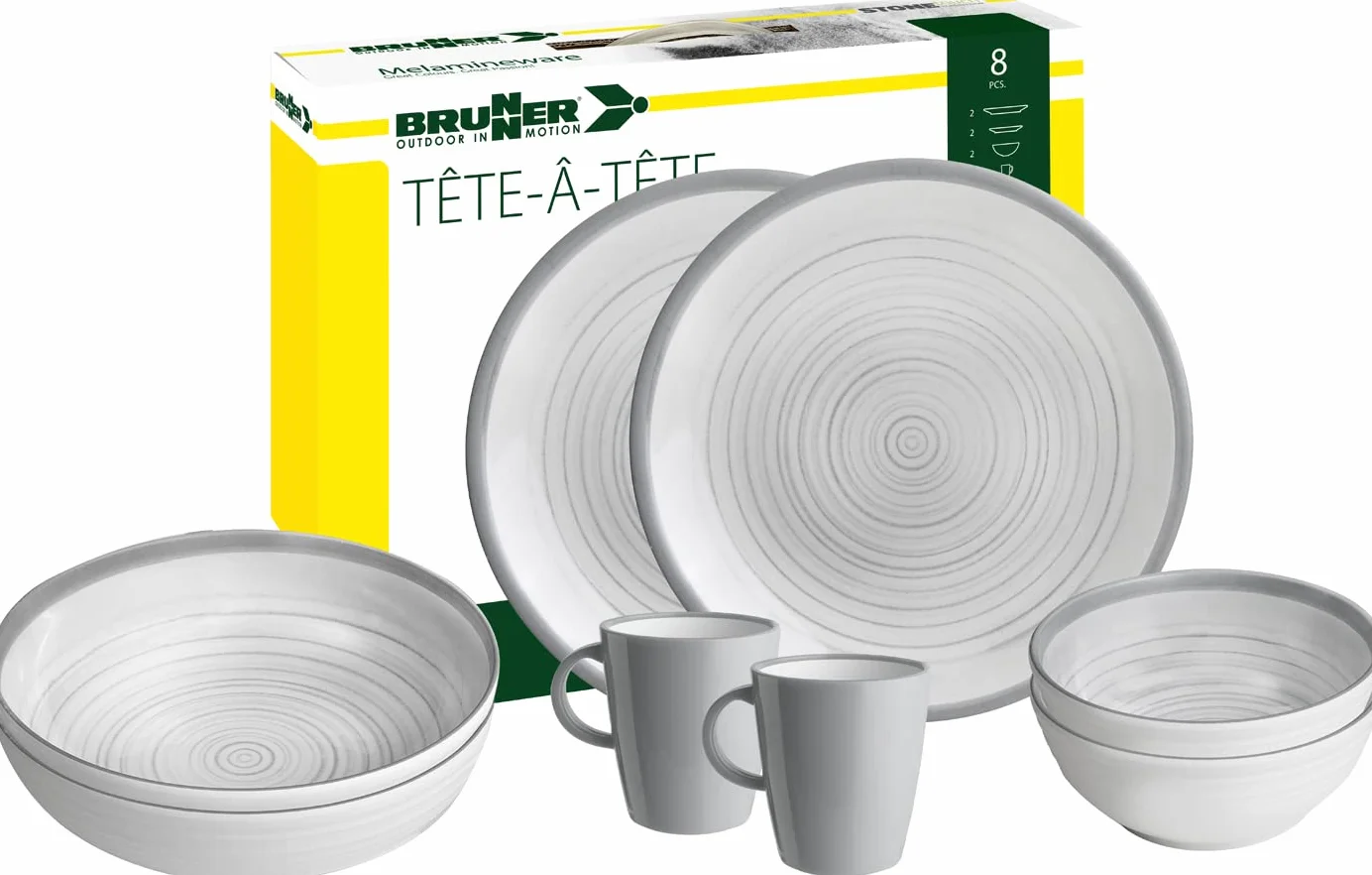 Brunner 0830143N.C4X zestaw naczyń kempingowych dla 2 osób, tête-À-Tête Bellagio, 8 sztuk