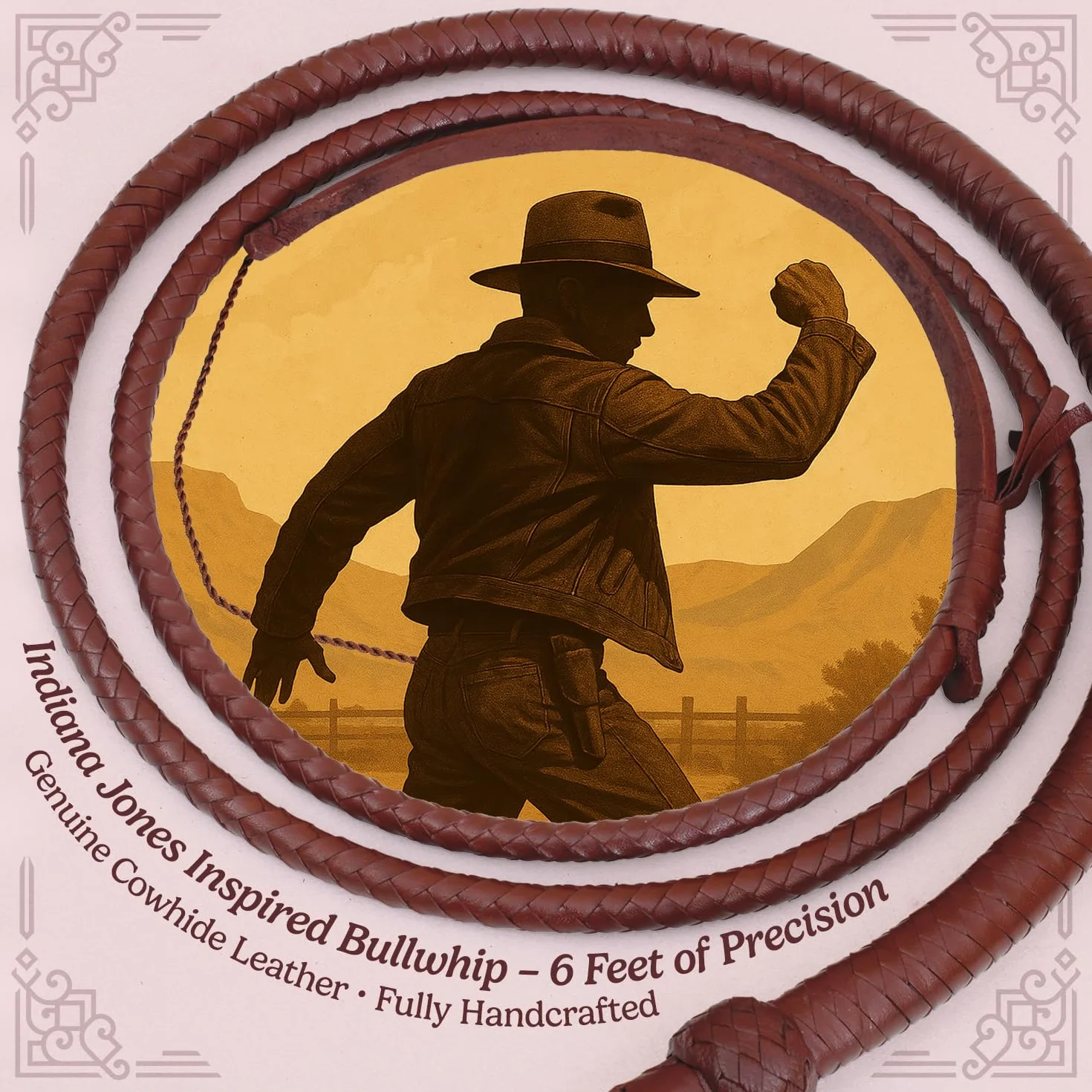 Indiana Jones styl 15 stóp 8 warkocz ciemnobrązowy skórzany bulwhip prawdziwa skóra bydlęca bull whip
