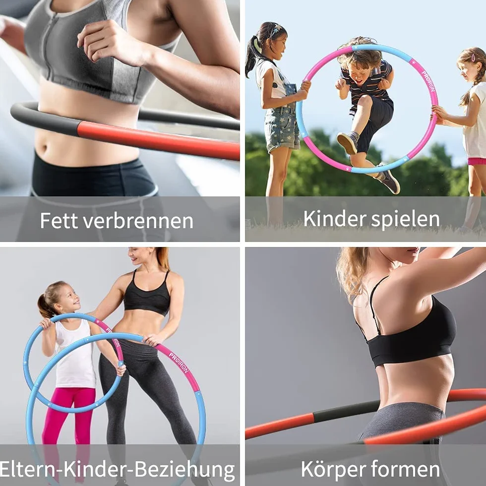 PROIRON Hula Hoop Weighted Ćwiczenia Hula Hoop dla dorosłych Dzieci Początkujący Wyściełane pianką 1,2 kg / 1,8 kg 73-98 cm Szeroki Sport Odpinany Hula Hoop