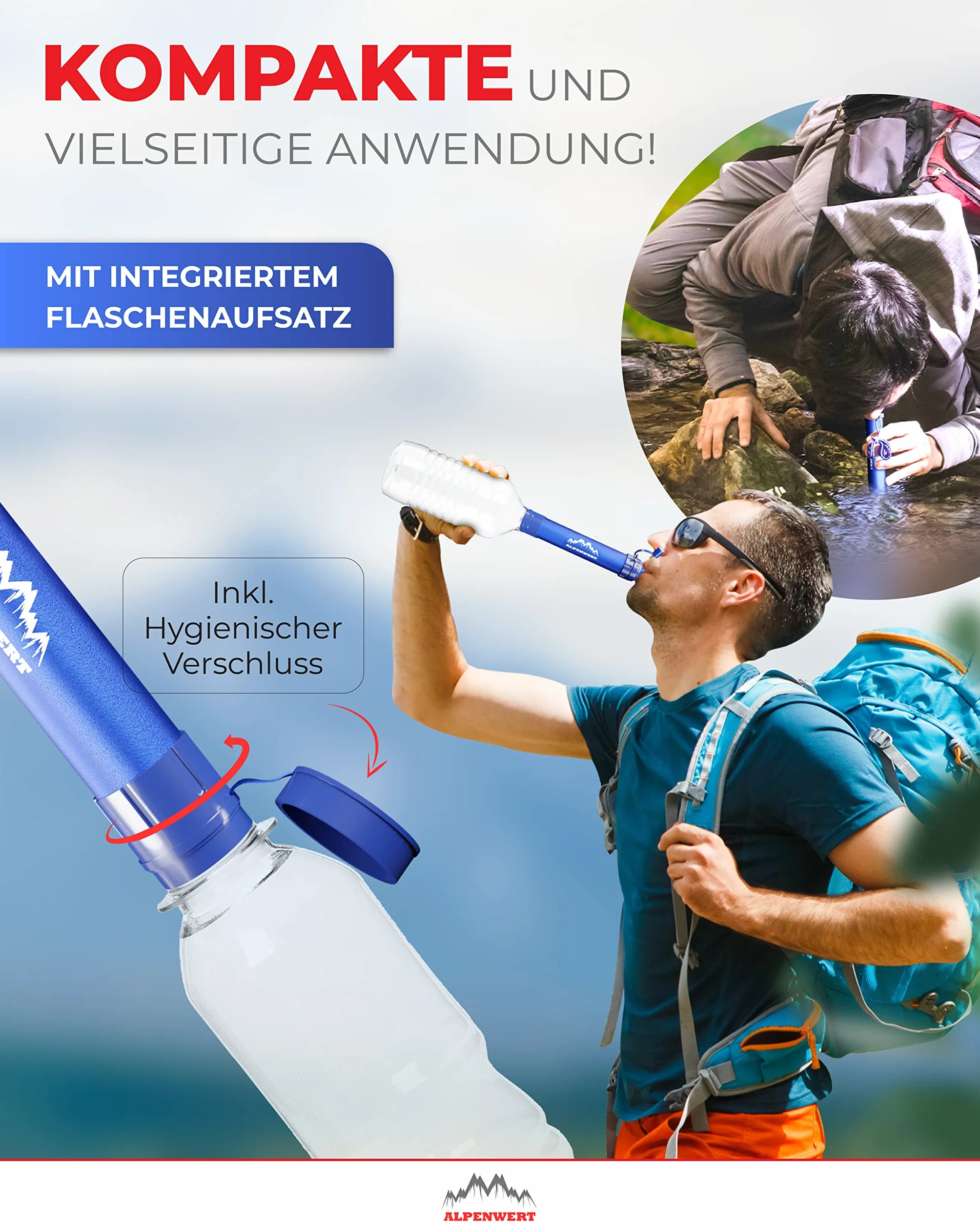 ALPENWERT Filtr do wody na zewnątrz 4000 L - uzdatnianie wody pitnej eliminuje 99,99% zarazków