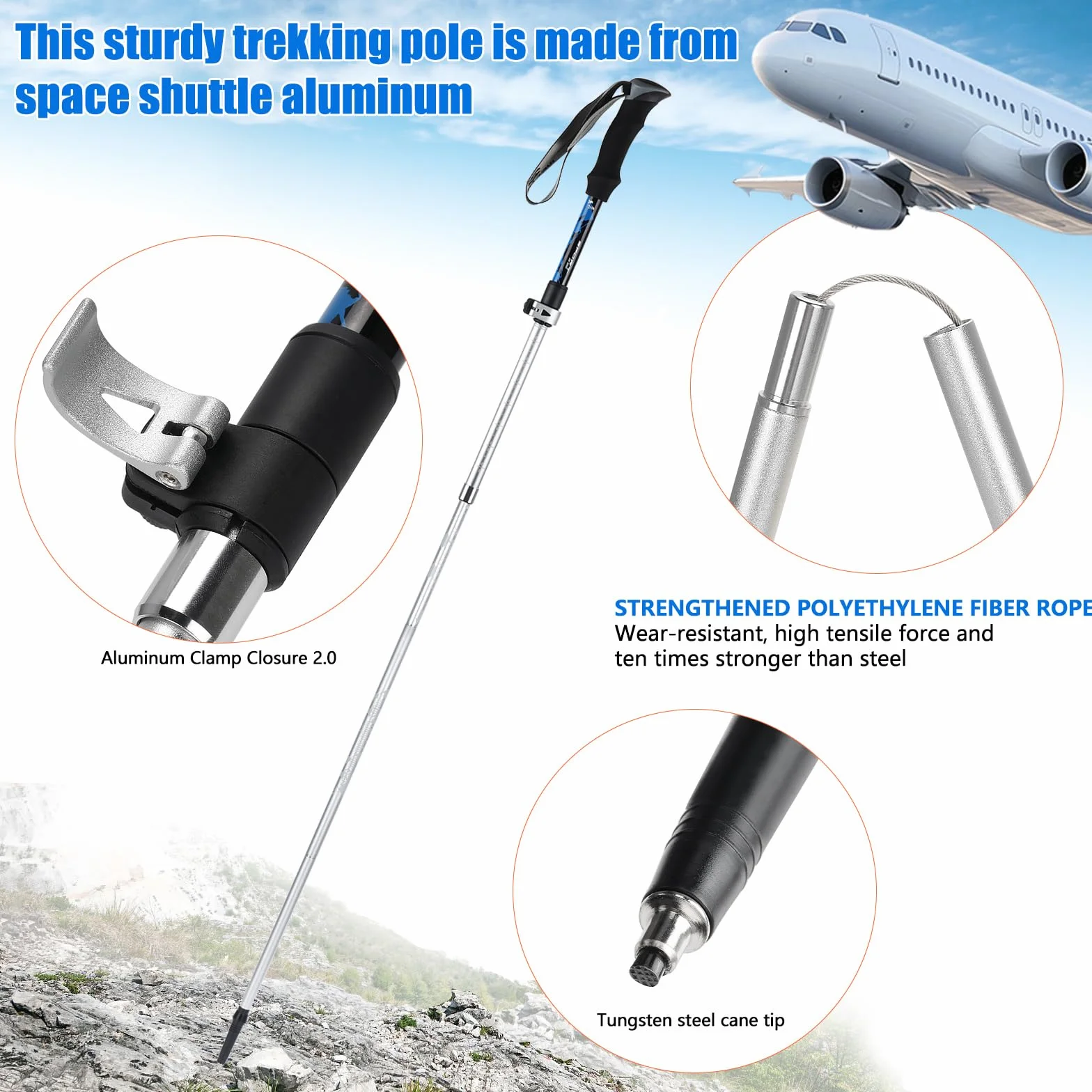 Aluminiowe kijki trekkingowe teleskopowe 110-130 cm do nordic walkingu