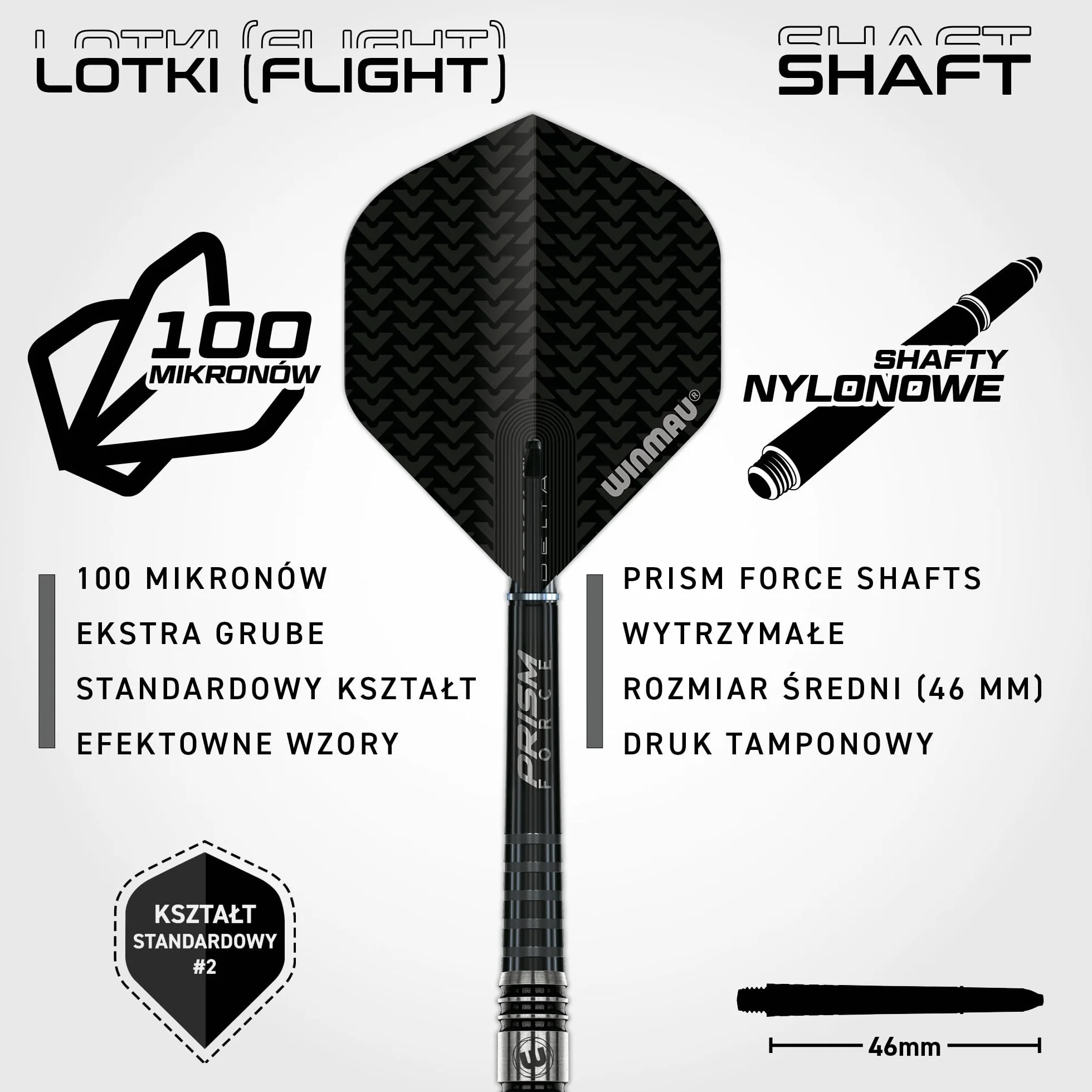 Winmau Blackout rzutki 90% wolframu, miękka końcówka – prosta rowkowana lufka